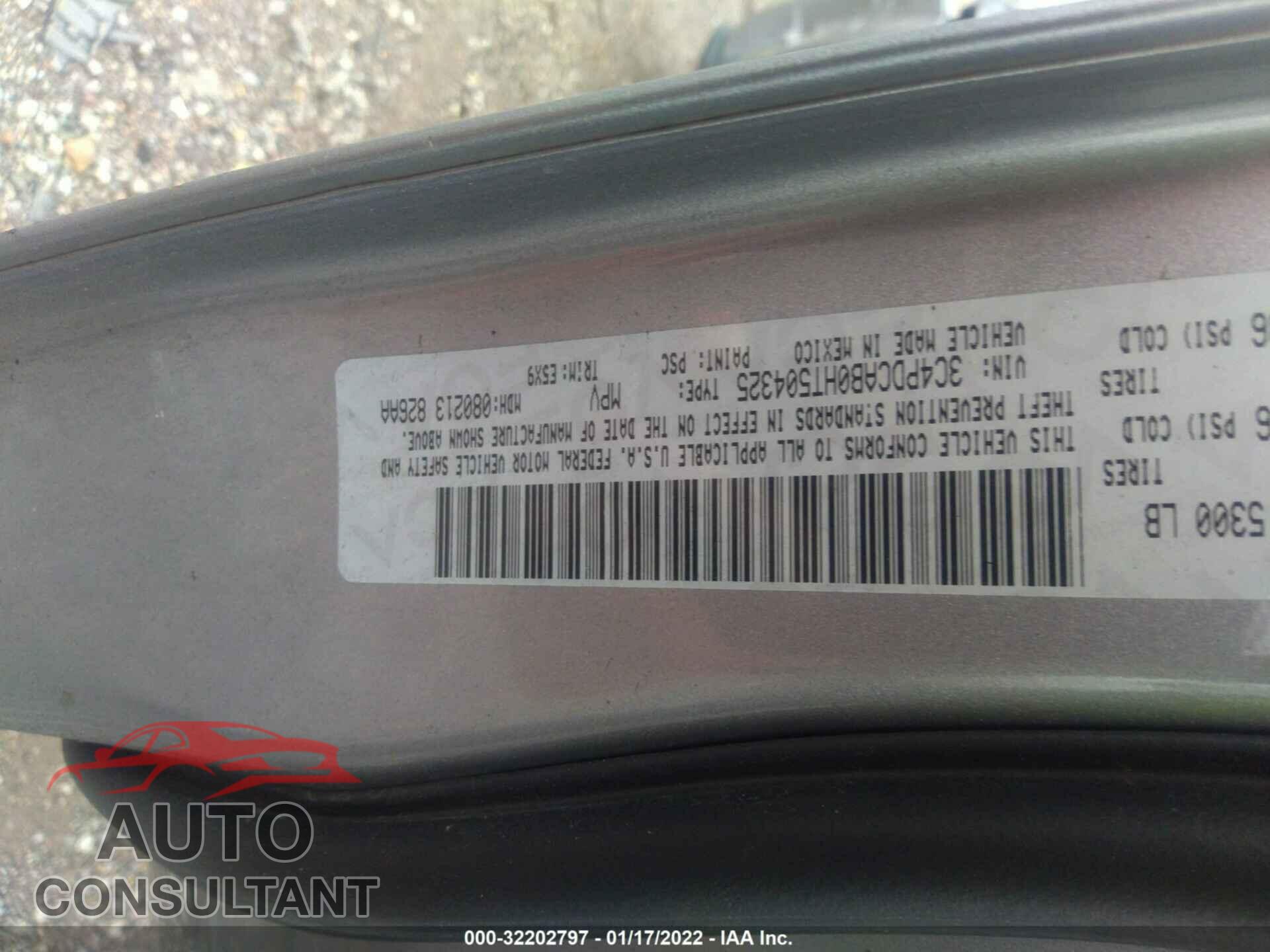 DODGE JOURNEY 2017 - 3C4PDCAB0HT504325
