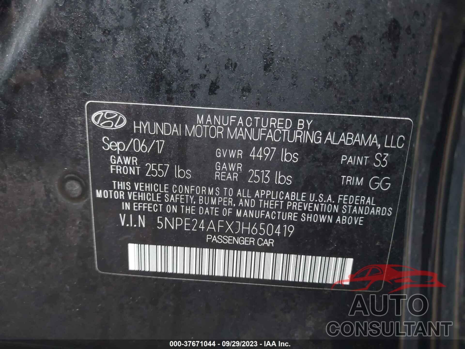 HYUNDAI SONATA 2018 - 5NPE24AFXJH650419