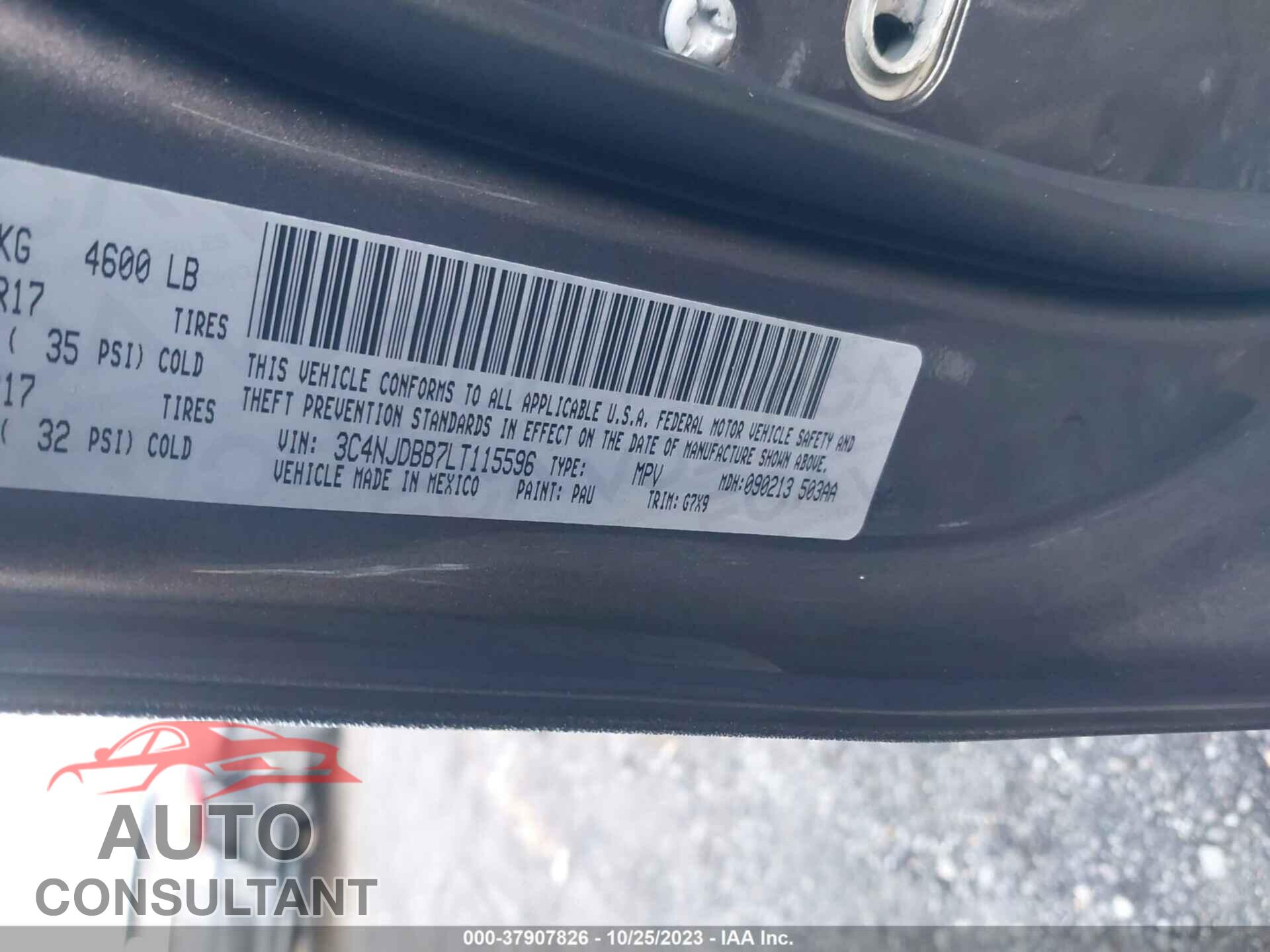 JEEP COMPASS 2020 - 3C4NJDBB7LT115596