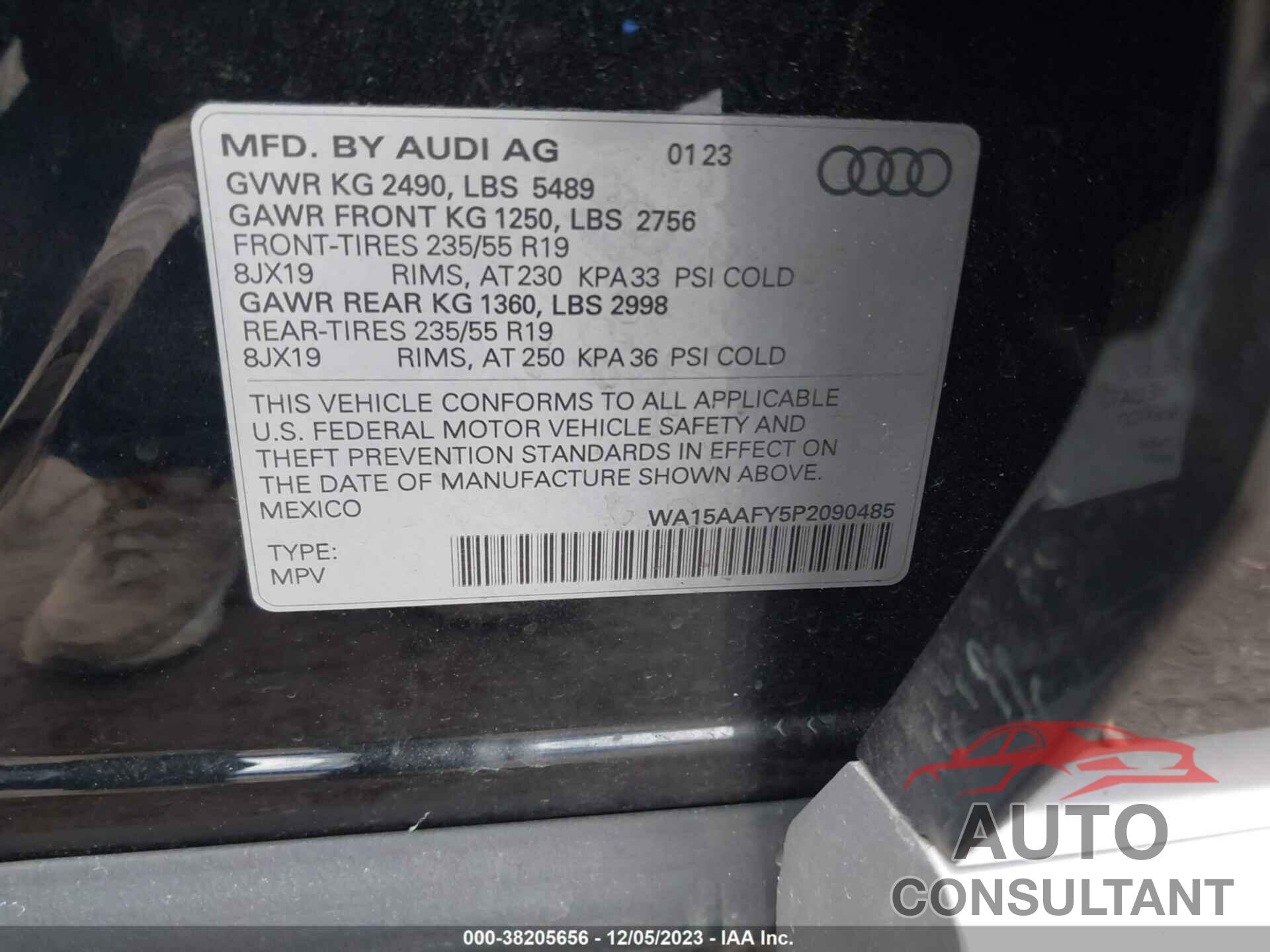 AUDI Q5 SPORTBACK 2023 - WA15AAFY5P2090485