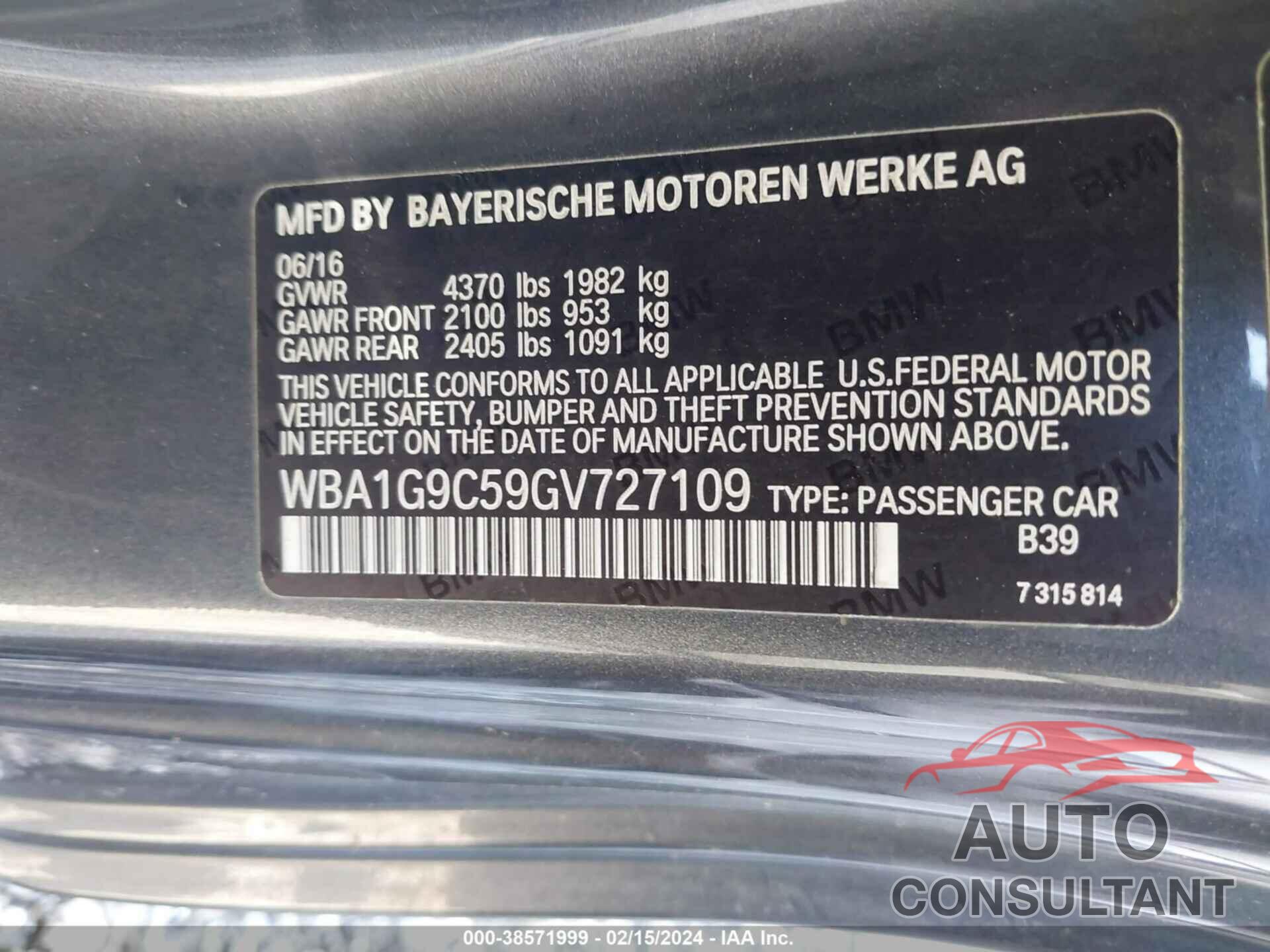 BMW 228I 2016 - WBA1G9C59GV727109