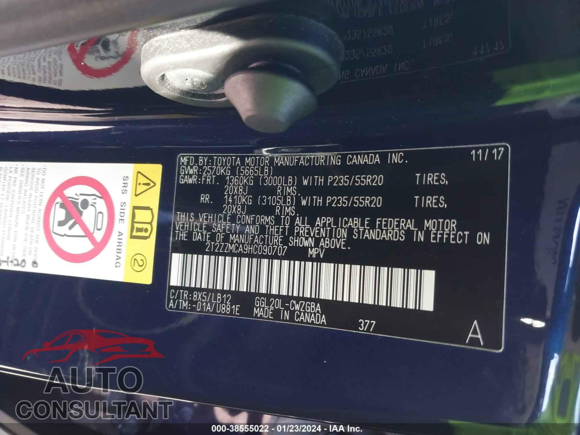 LEXUS RX 350 2017 - 2T2ZZMCA9HC090707