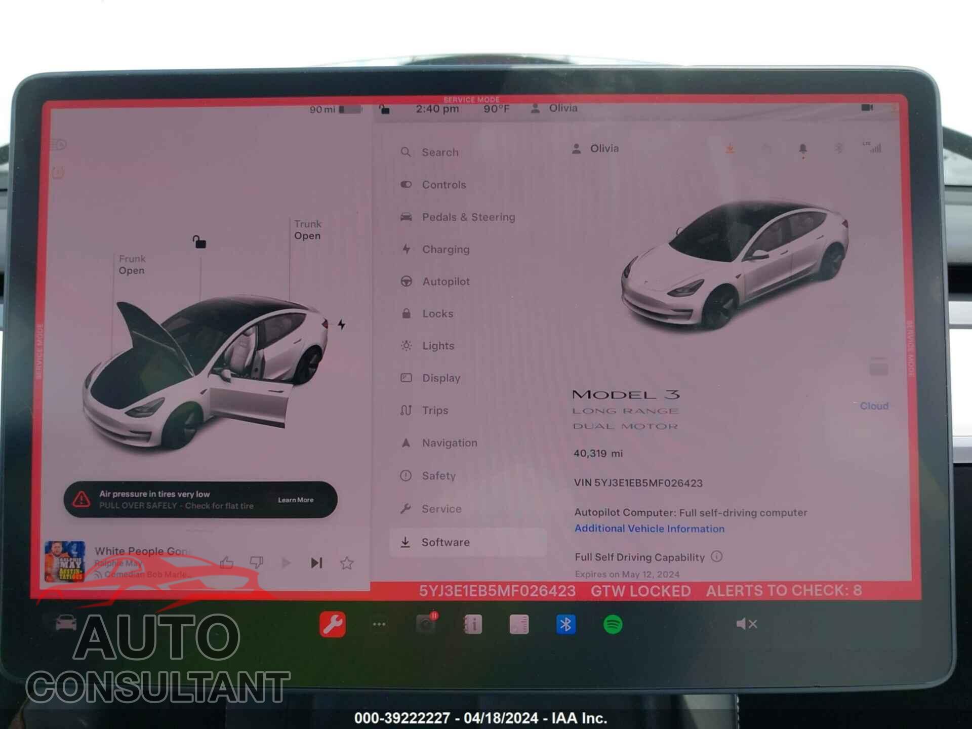 TESLA MODEL 3 2021 - 5YJ3E1EB5MF026423