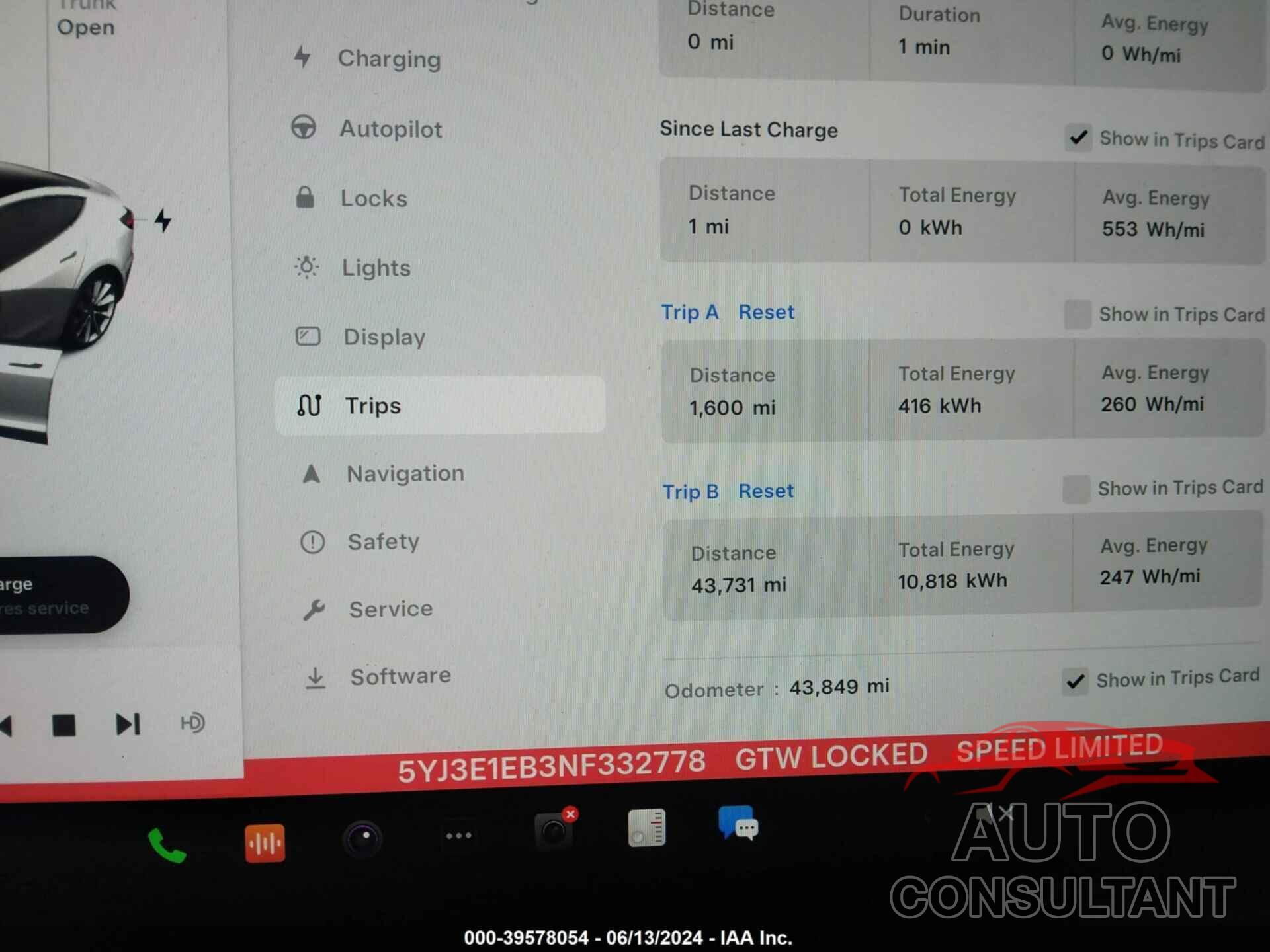 TESLA MODEL 3 2022 - 5YJ3E1EB3NF332778