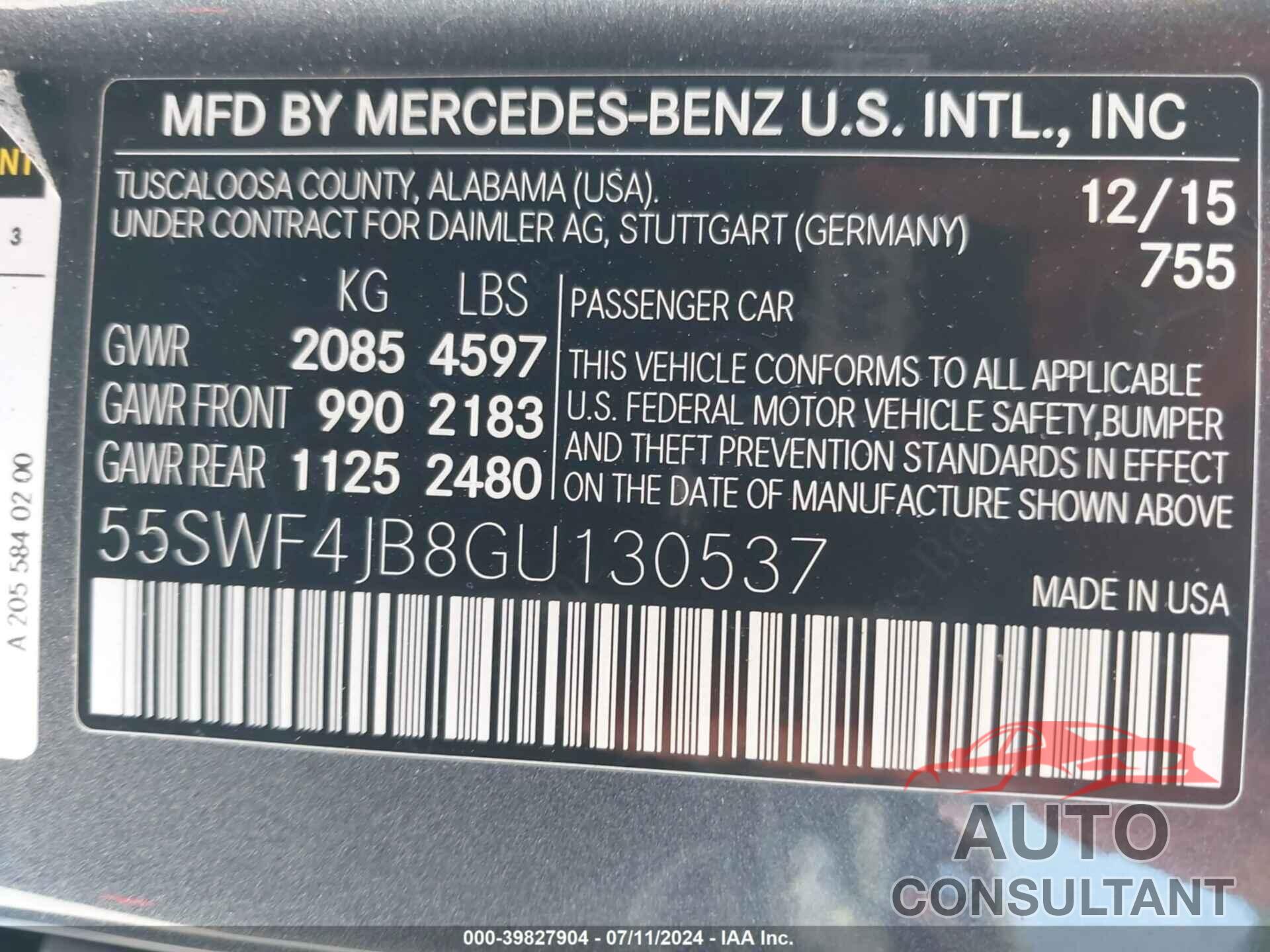 MERCEDES-BENZ C 300 2016 - 55SWF4JB8GU130537