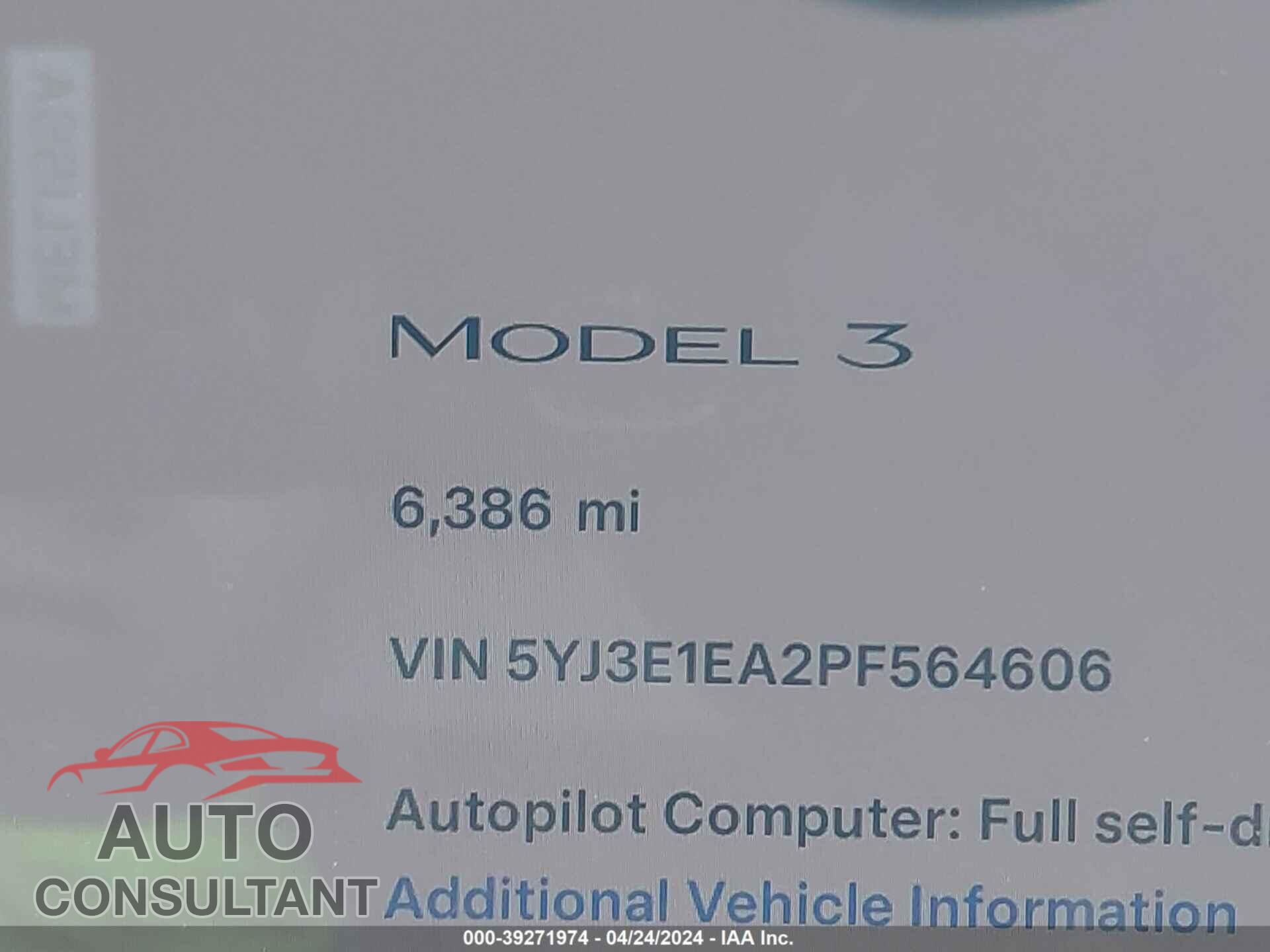 TESLA MODEL 3 2023 - 5YJ3E1EA2PF564606