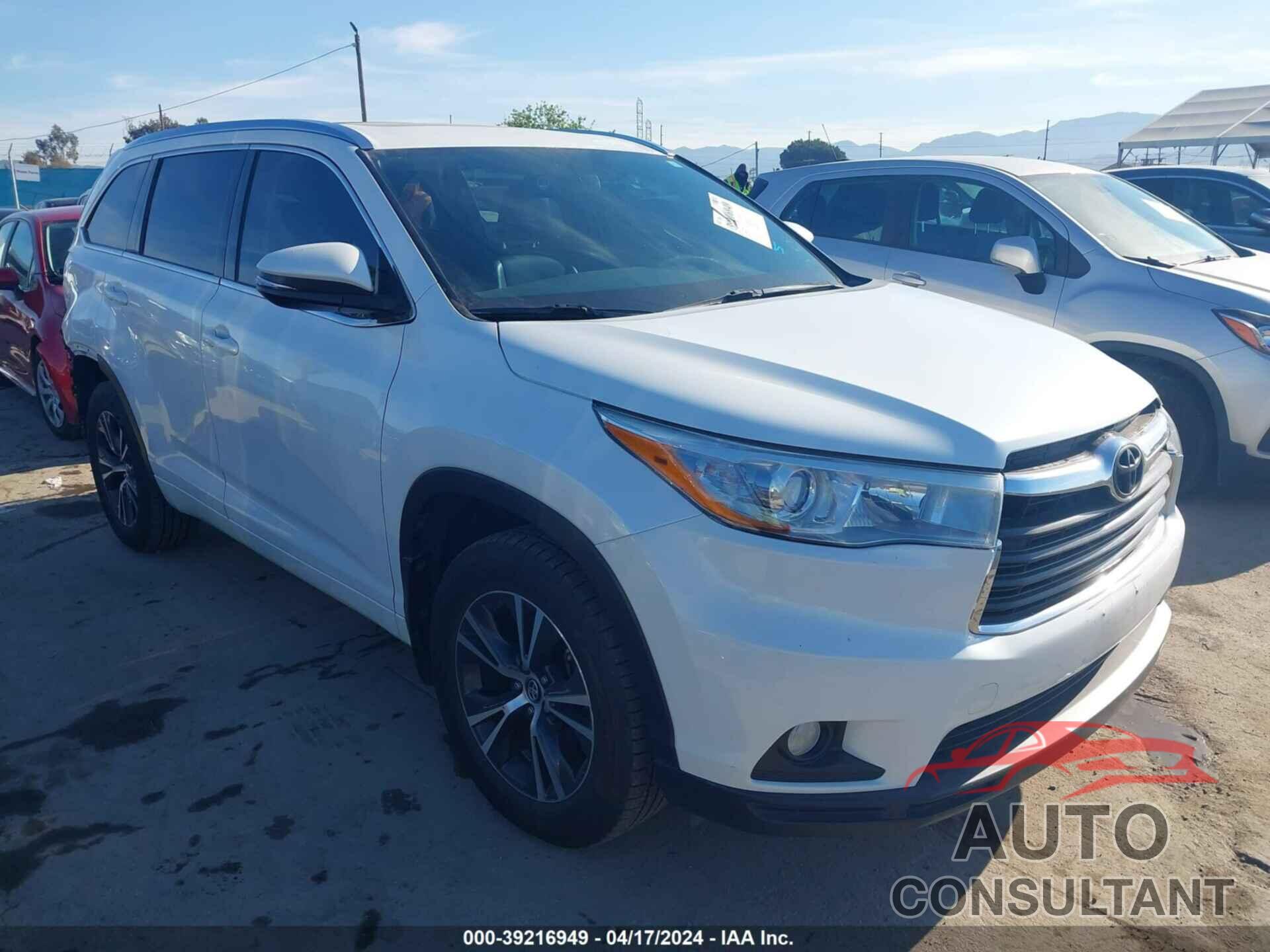 TOYOTA HIGHLANDER 2016 - 5TDJKRFHXGS287788