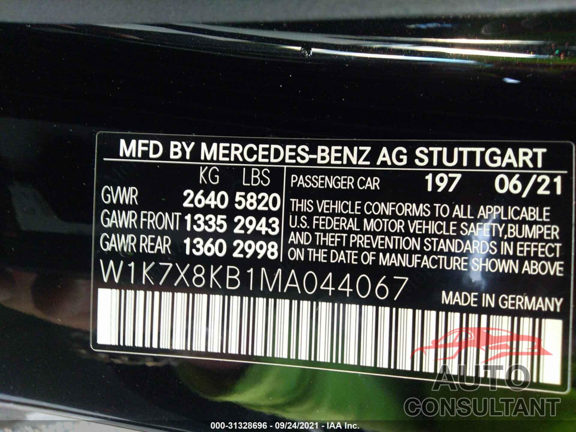 MERCEDES-BENZ AMG GT 2021 - W1K7X8KB1MA044067