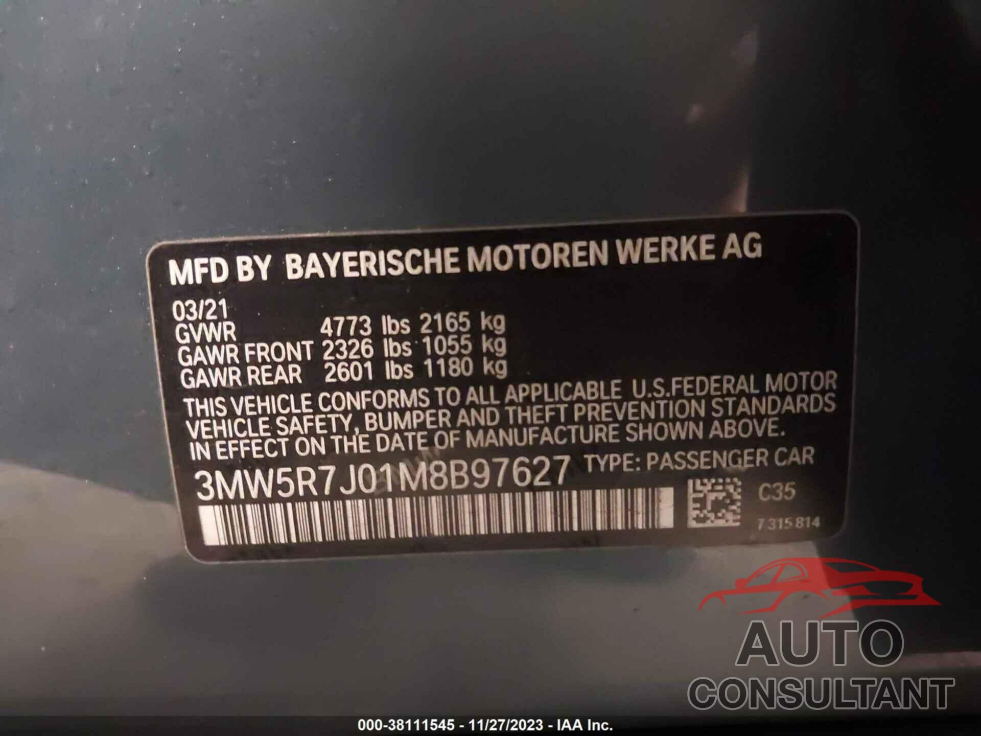 BMW 330XI 2021 - 3MW5R7J01M8B97627