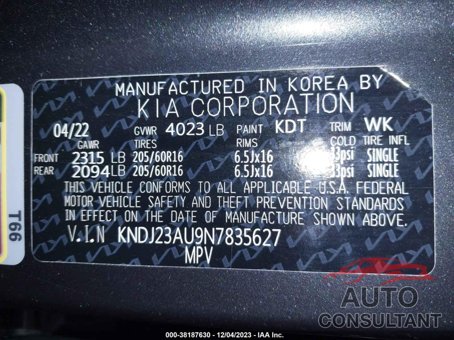 KIA SOUL 2022 - KNDJ23AU9N7835627