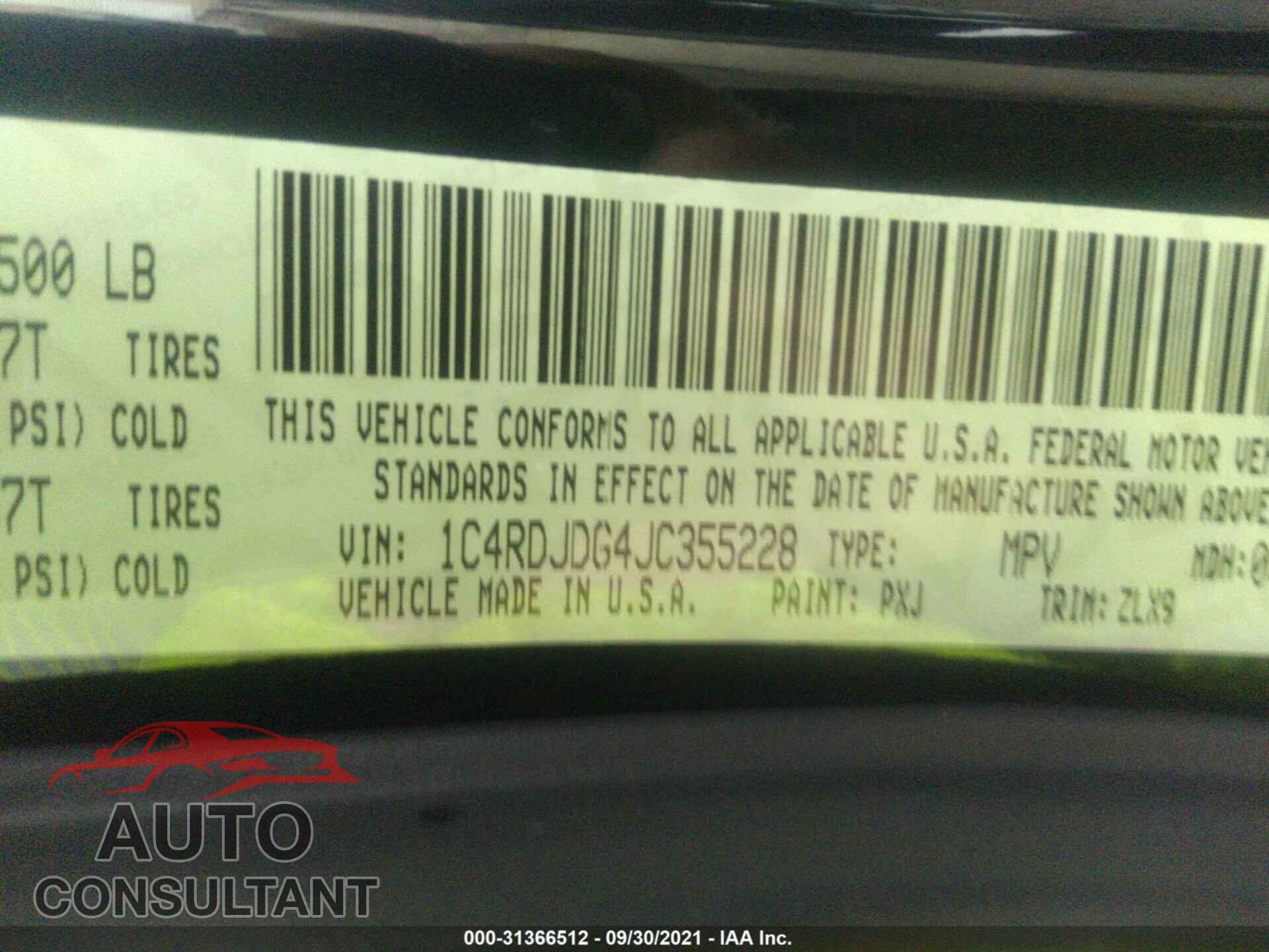 DODGE DURANGO 2018 - 1C4RDJDG4JC355228