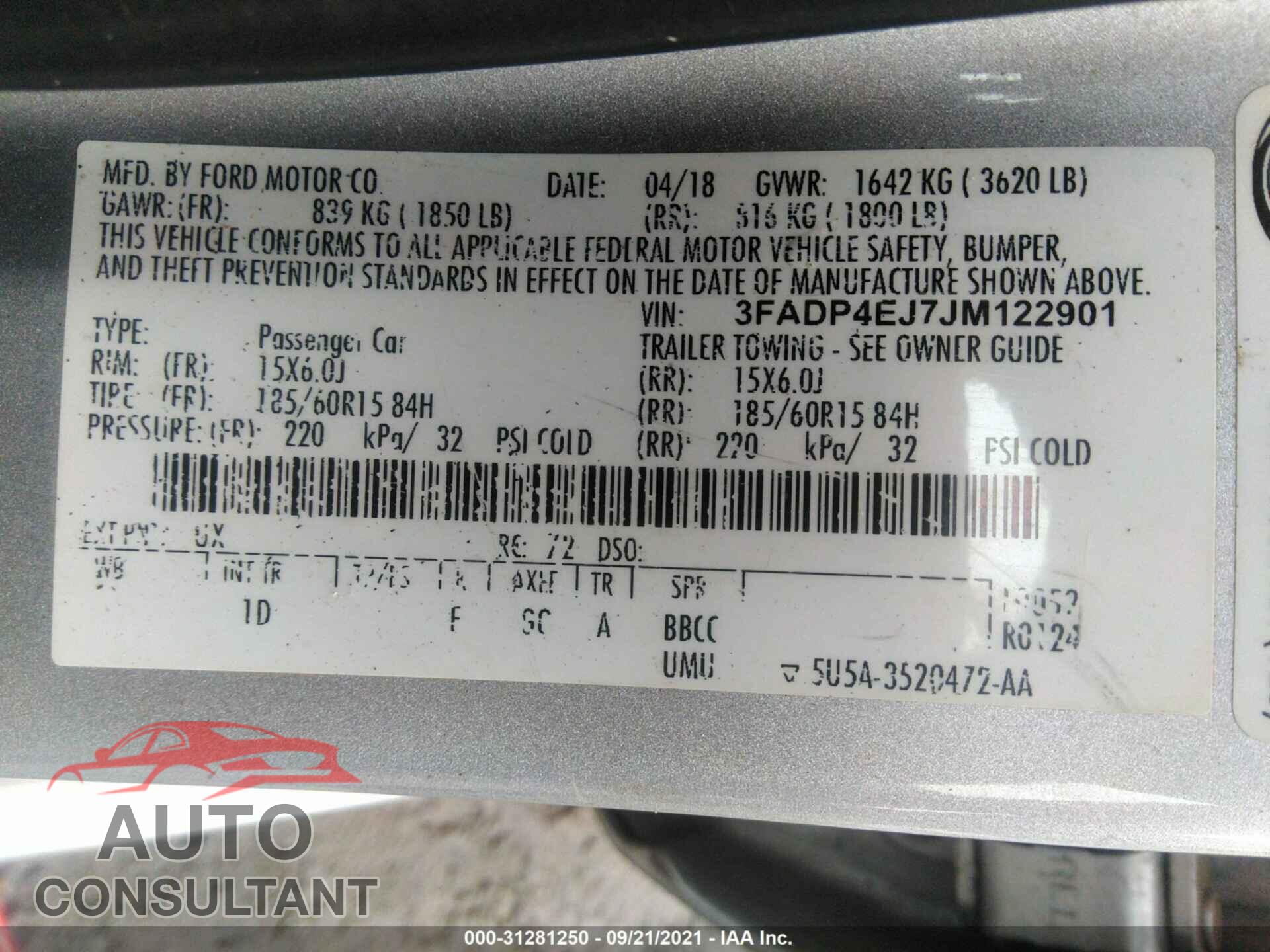 FORD FIESTA 2018 - 3FADP4EJ7JM122901