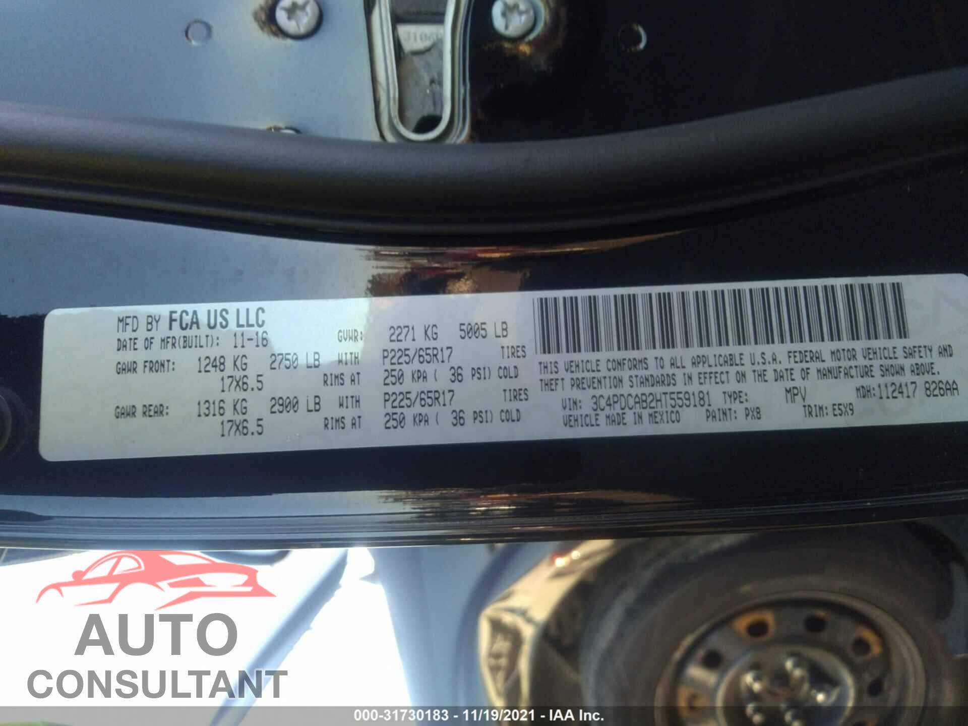 DODGE JOURNEY 2017 - 3C4PDCAB2HT559181