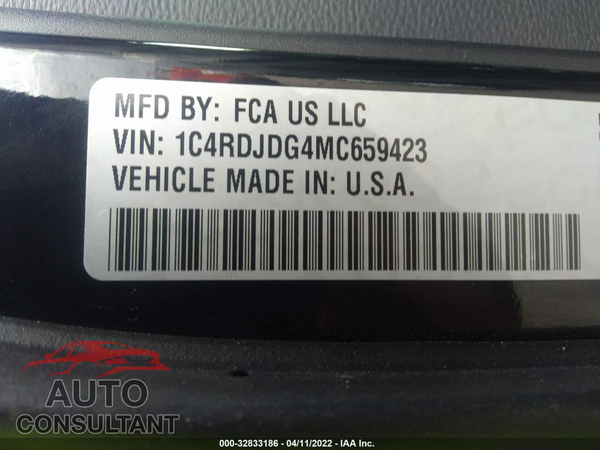 DODGE DURANGO 2021 - 1C4RDJDG4MC659423
