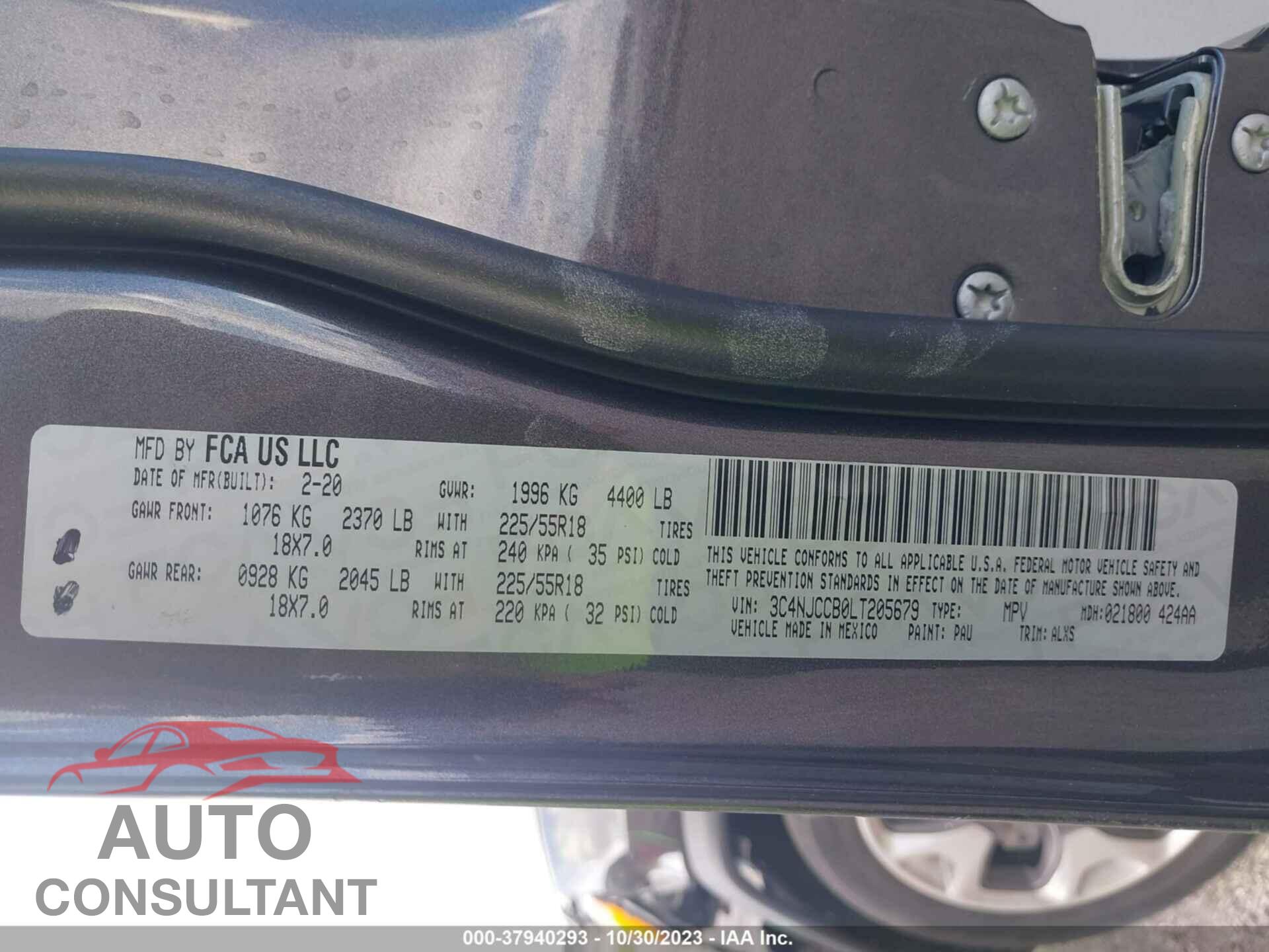 JEEP COMPASS 2020 - 3C4NJCCB0LT205679