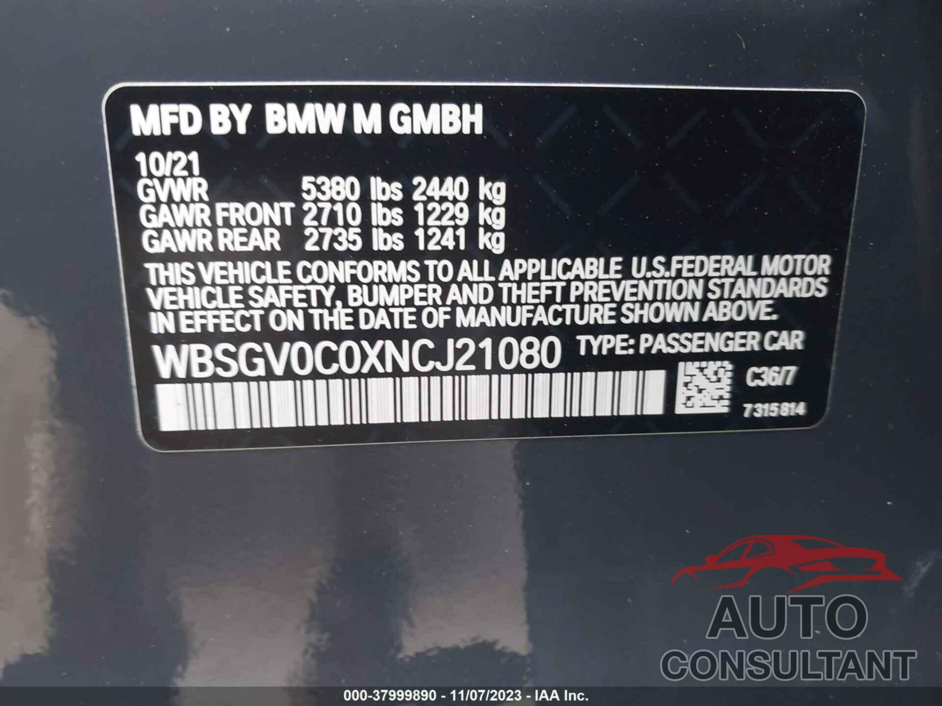 BMW M8 2022 - WBSGV0C0XNCJ21080