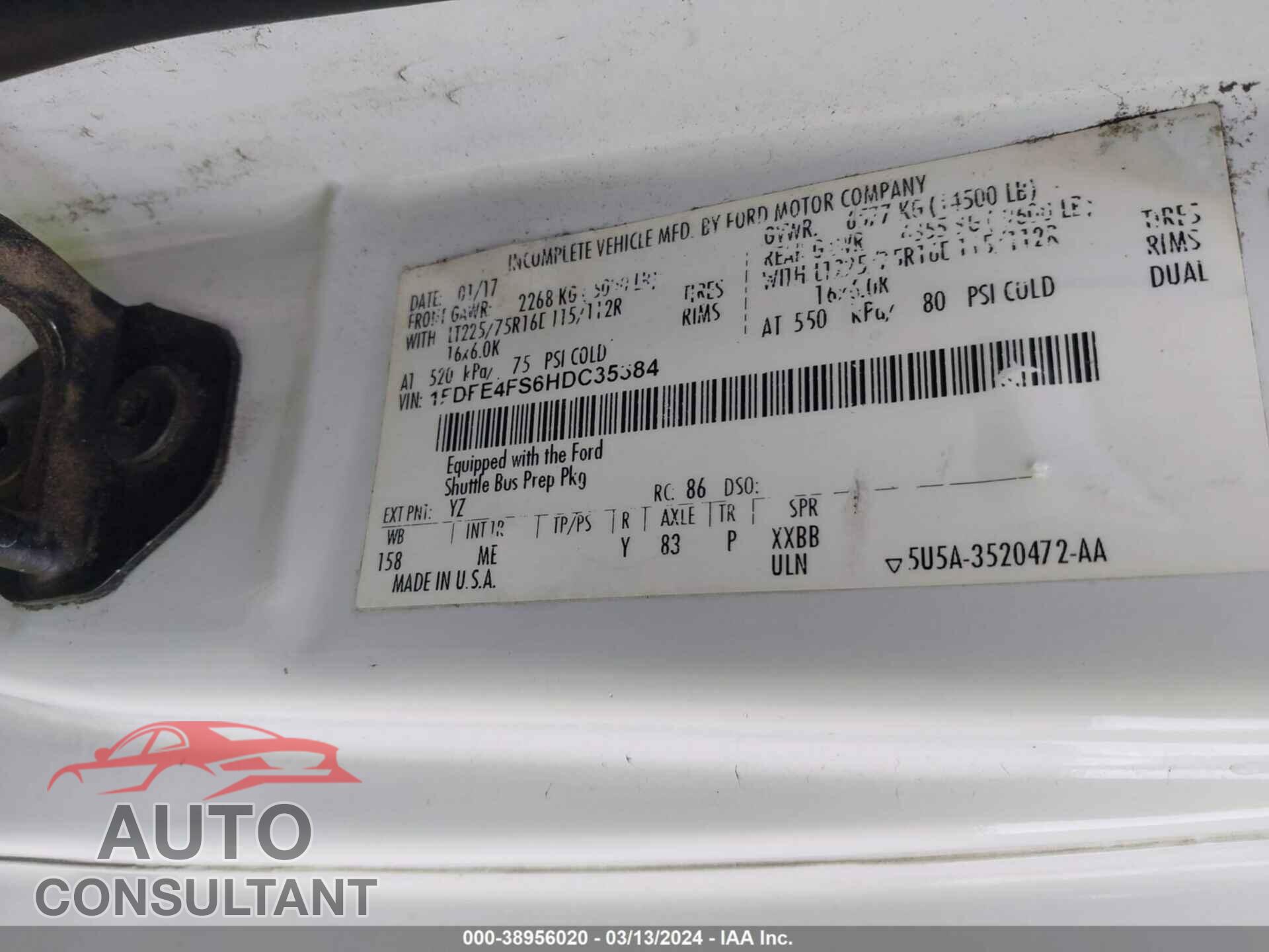 FORD ECONOLINE 2017 - 1FDFE4FS6HDC35384
