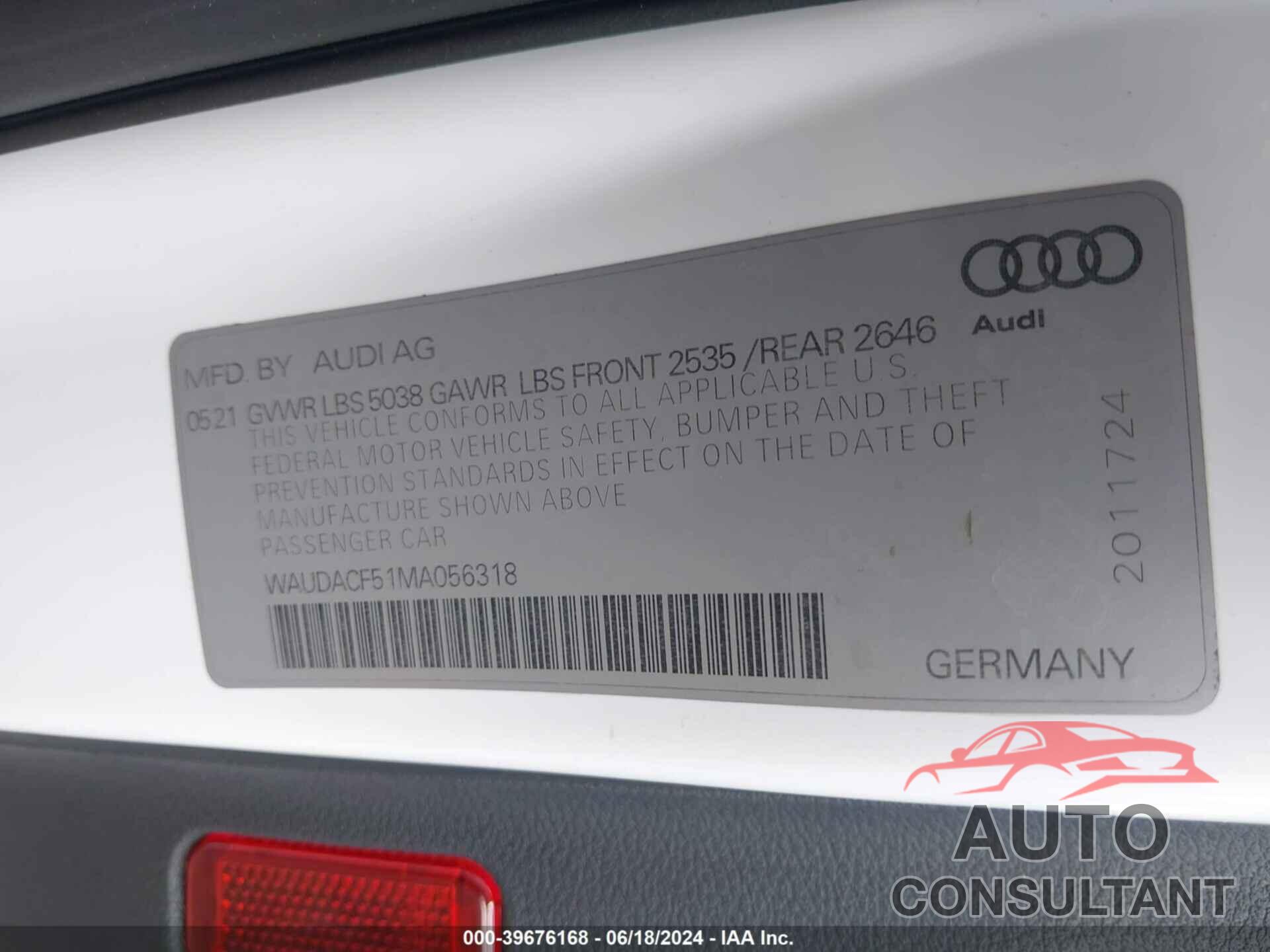 AUDI A5 SPORTBACK 2021 - WAUDACF51MA056318