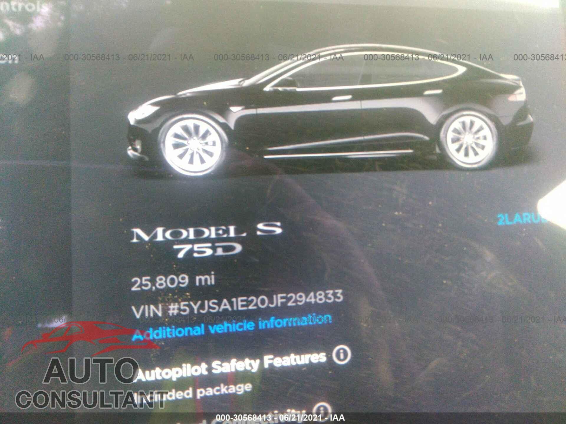 TESLA MODEL S 2018 - 5YJSA1E20JF294833