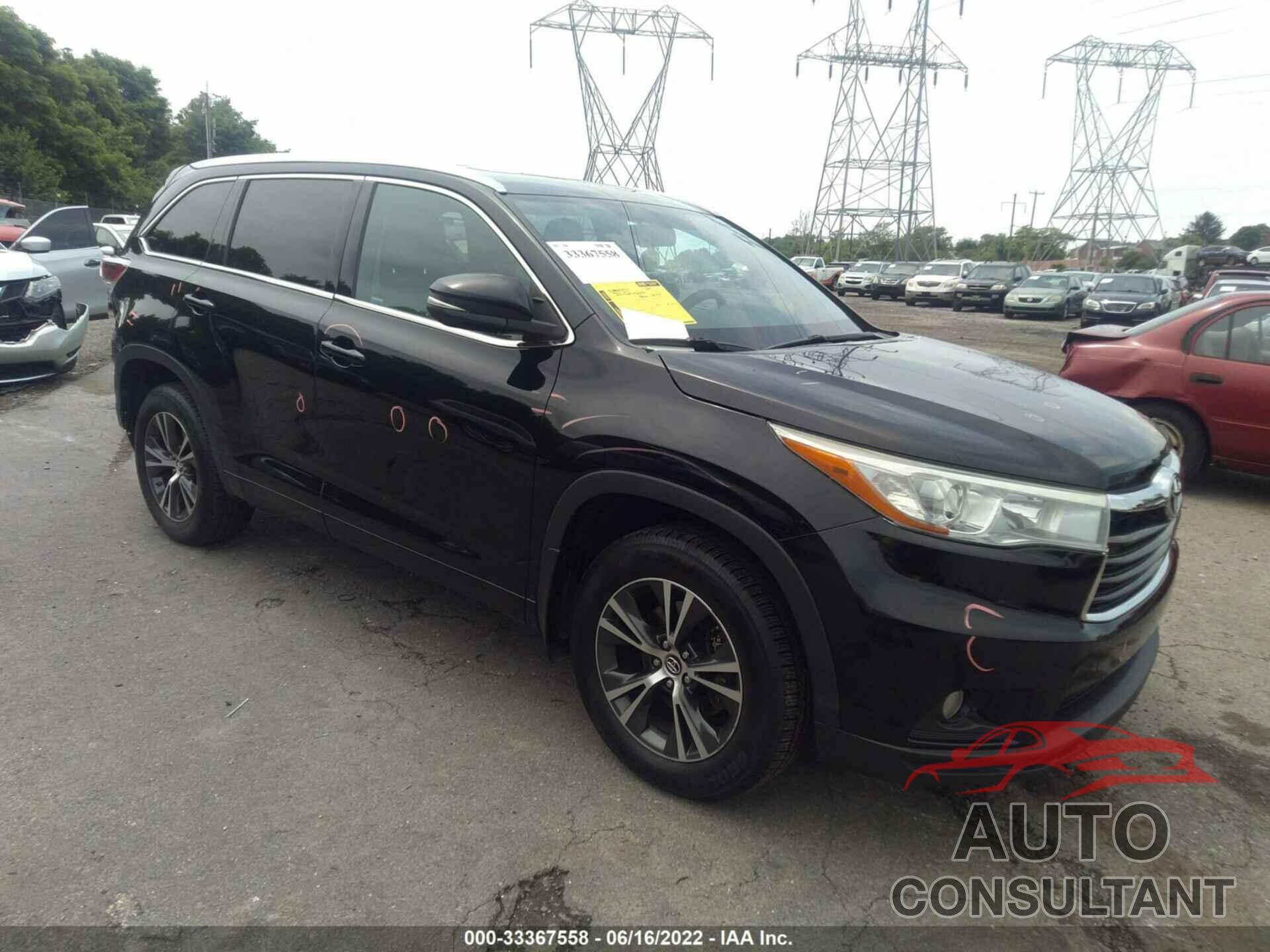 TOYOTA HIGHLANDER 2016 - 5TDJKRFH6GS288243