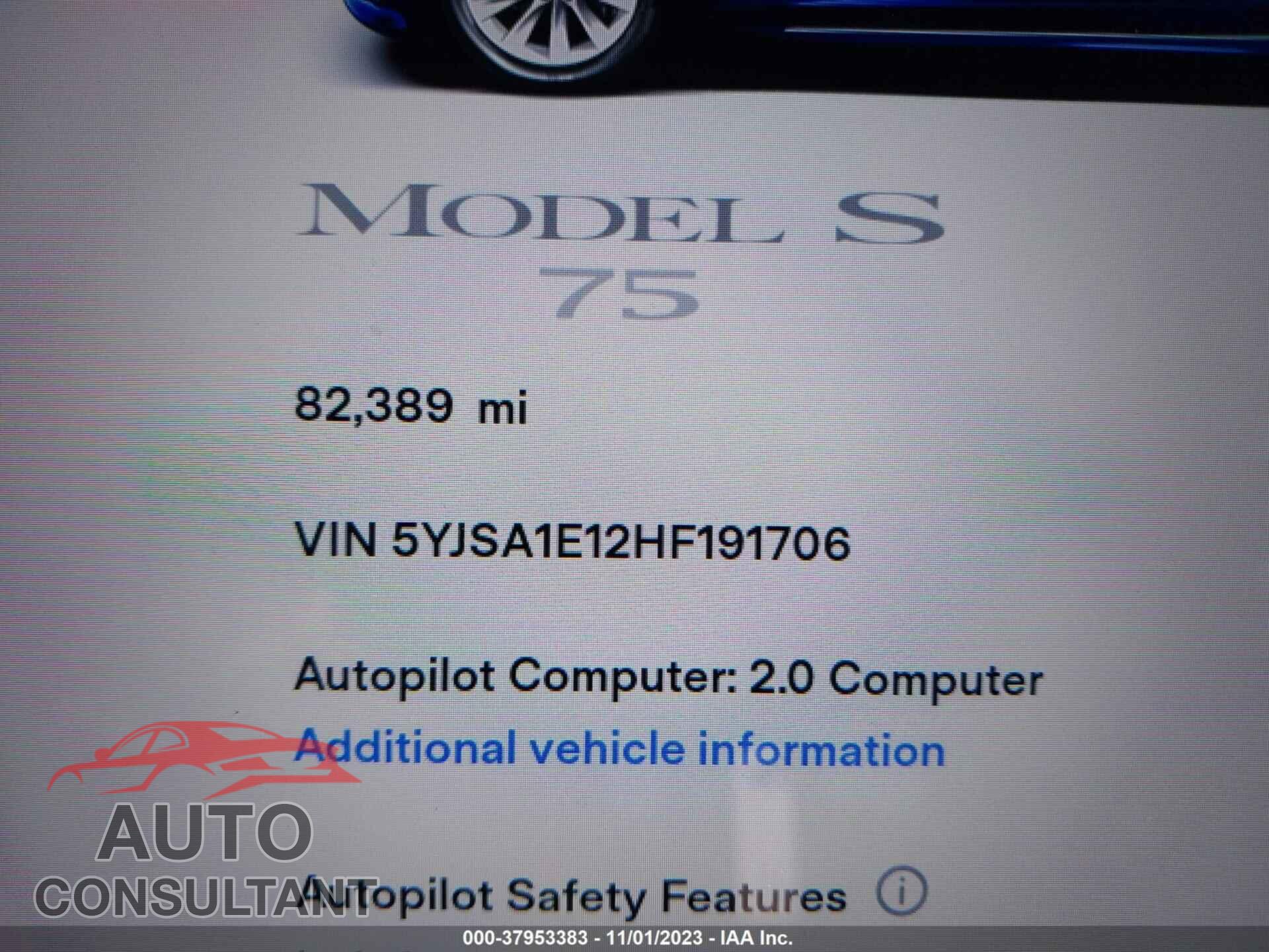 TESLA MODEL S 2017 - 5YJSA1E12HF191706