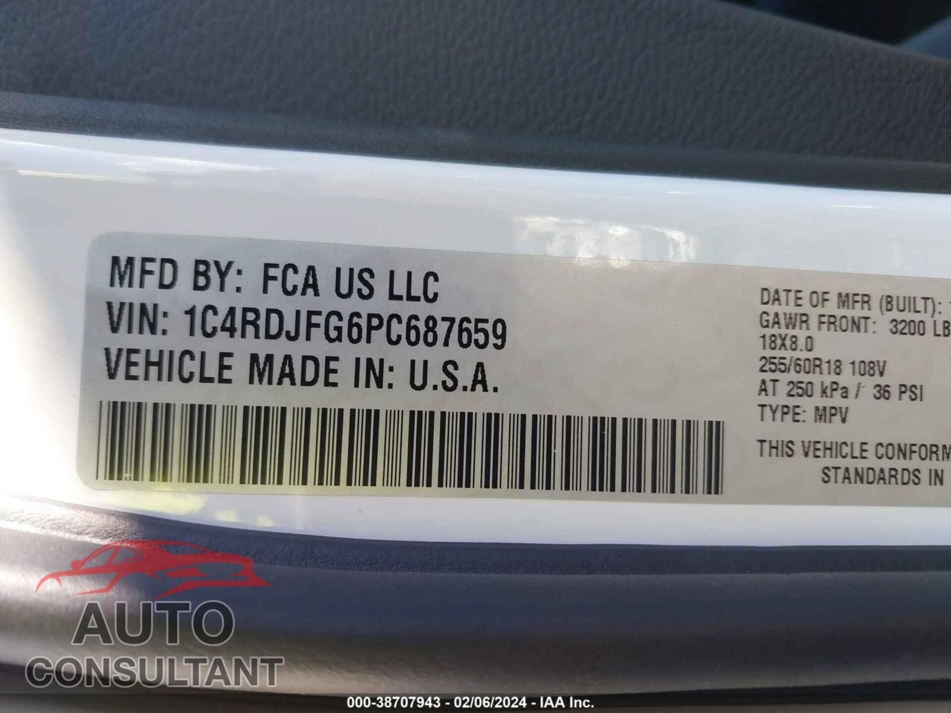 DODGE DURANGO 2023 - 1C4RDJFG6PC687659