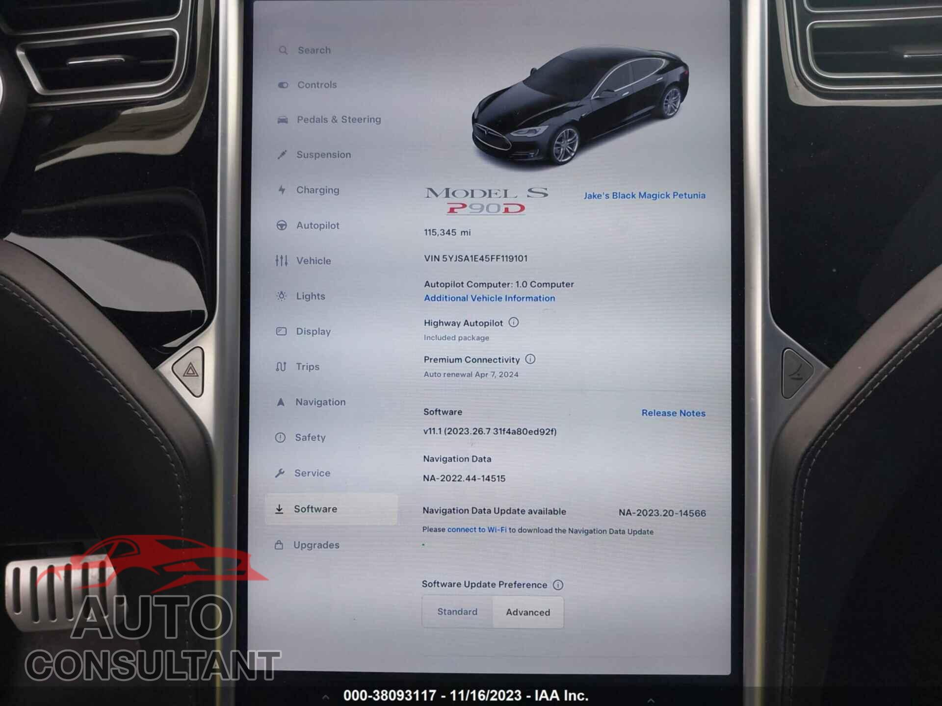 TESLA MODEL S 2015 - 5YJSA1E45FF119101