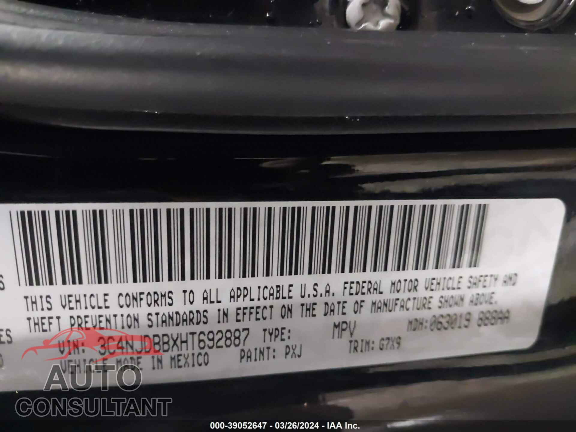 JEEP COMPASS 2017 - 3C4NJDBBXHT692887