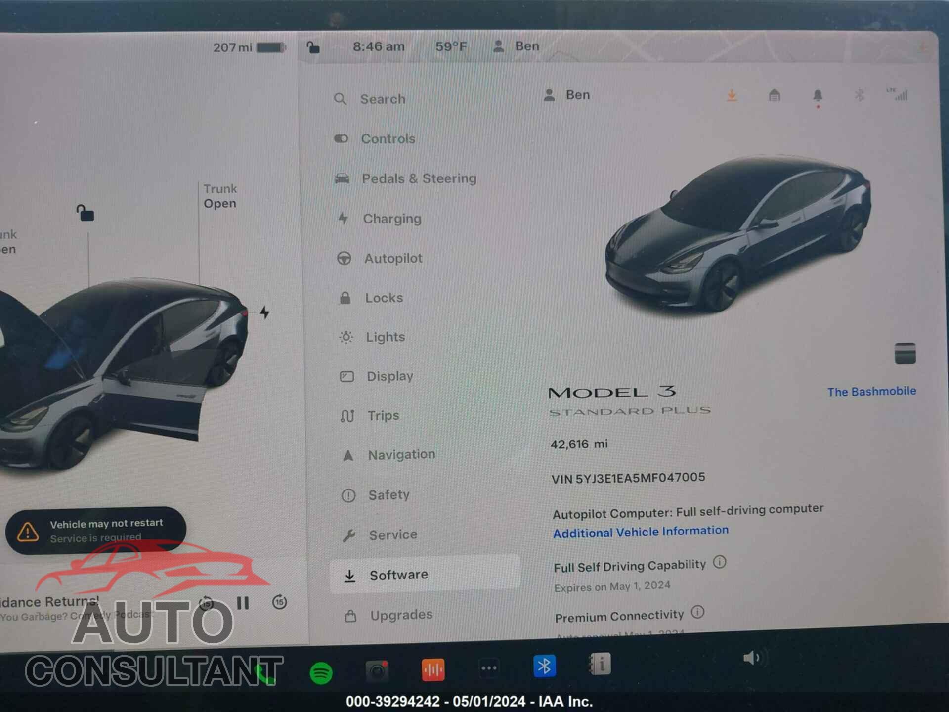 TESLA MODEL 3 2021 - 5YJ3E1EA5MF047005