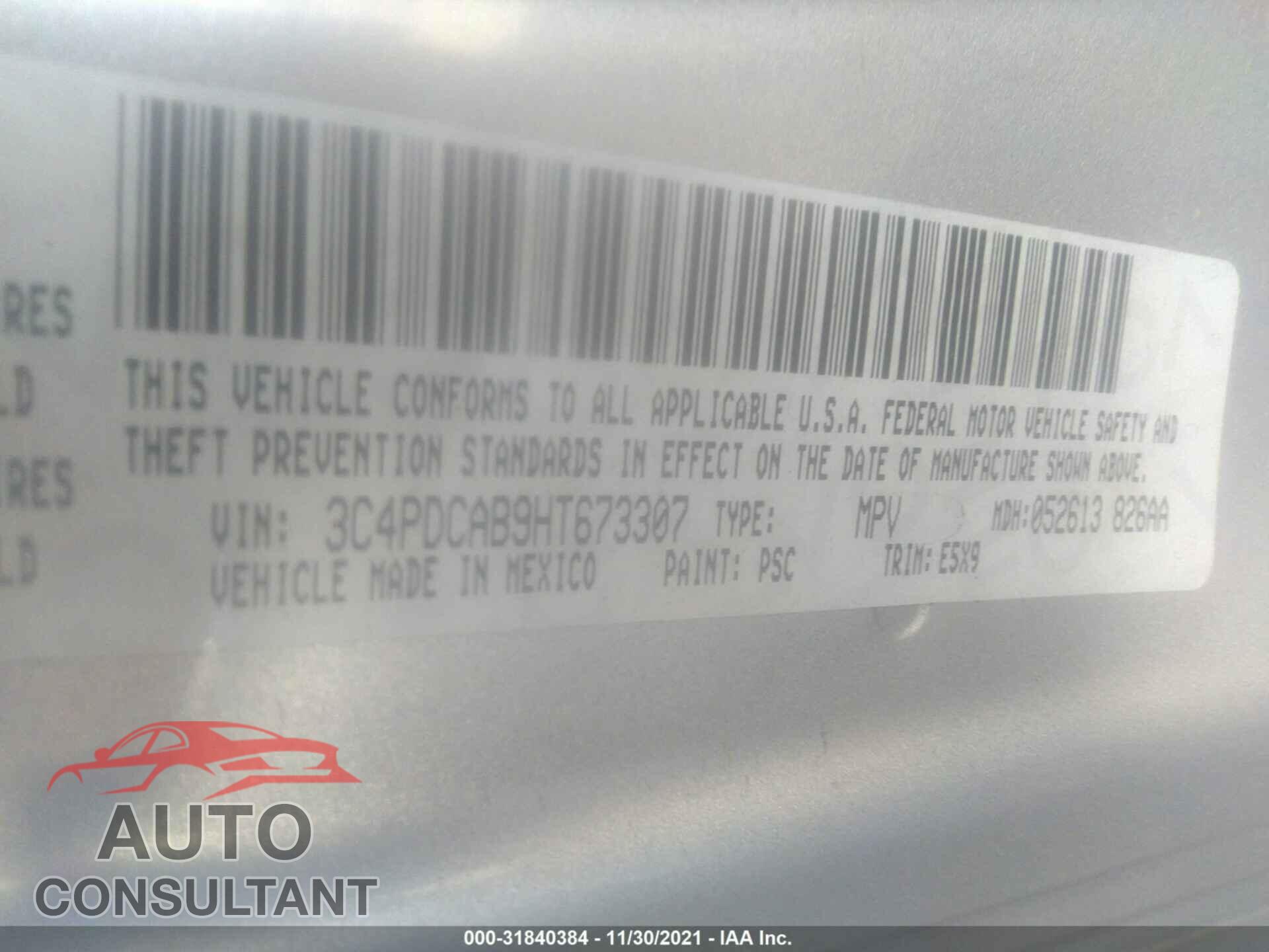 DODGE JOURNEY 2017 - 3C4PDCAB9HT673307