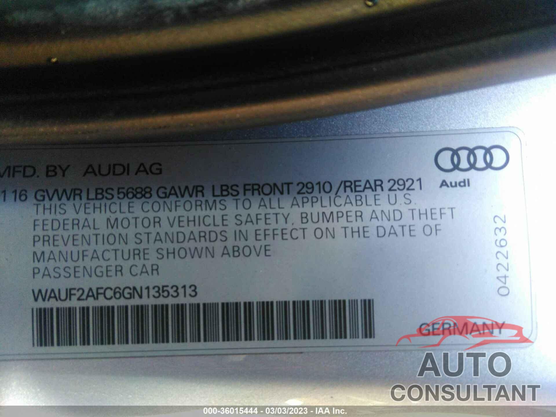 AUDI S6 2016 - WAUF2AFC6GN135313