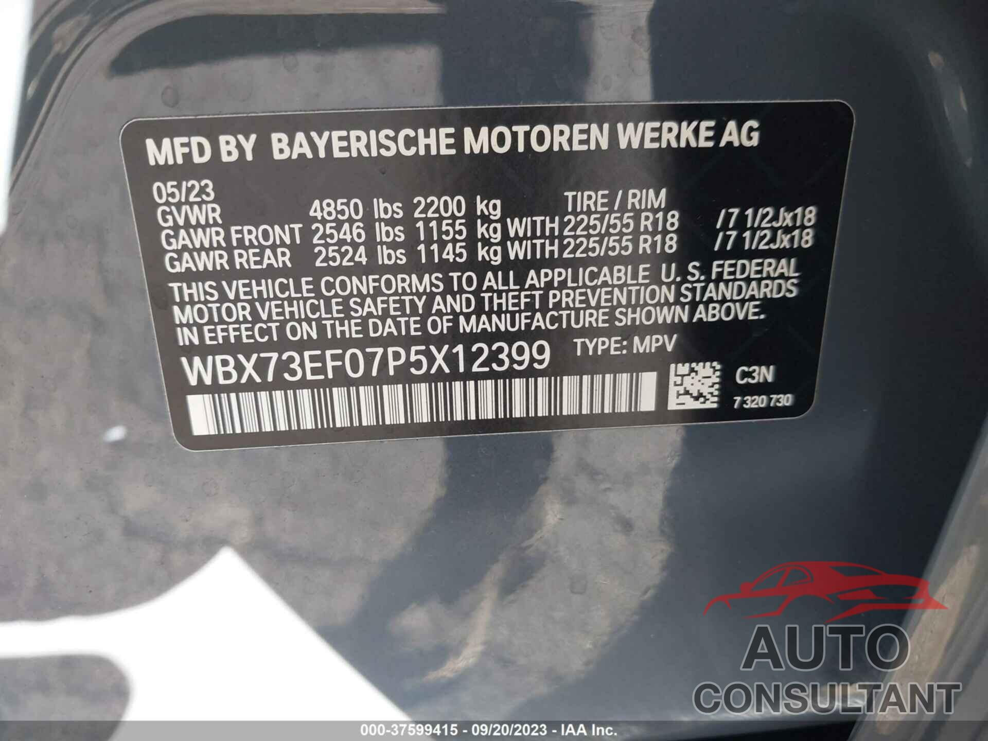 BMW X1 2023 - WBX73EF07P5X12399