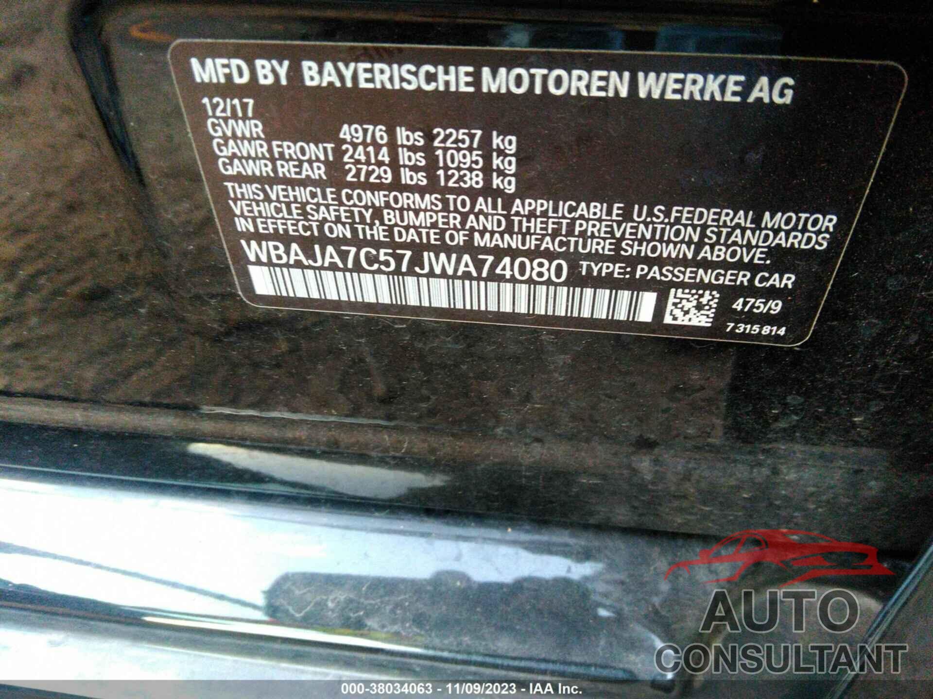 BMW 530I 2018 - WBAJA7C57JWA74080