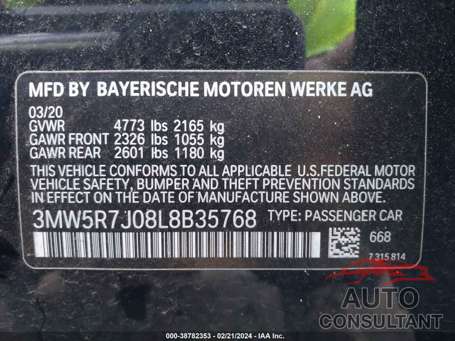 BMW 330I 2020 - 3MW5R7J08L8B35768