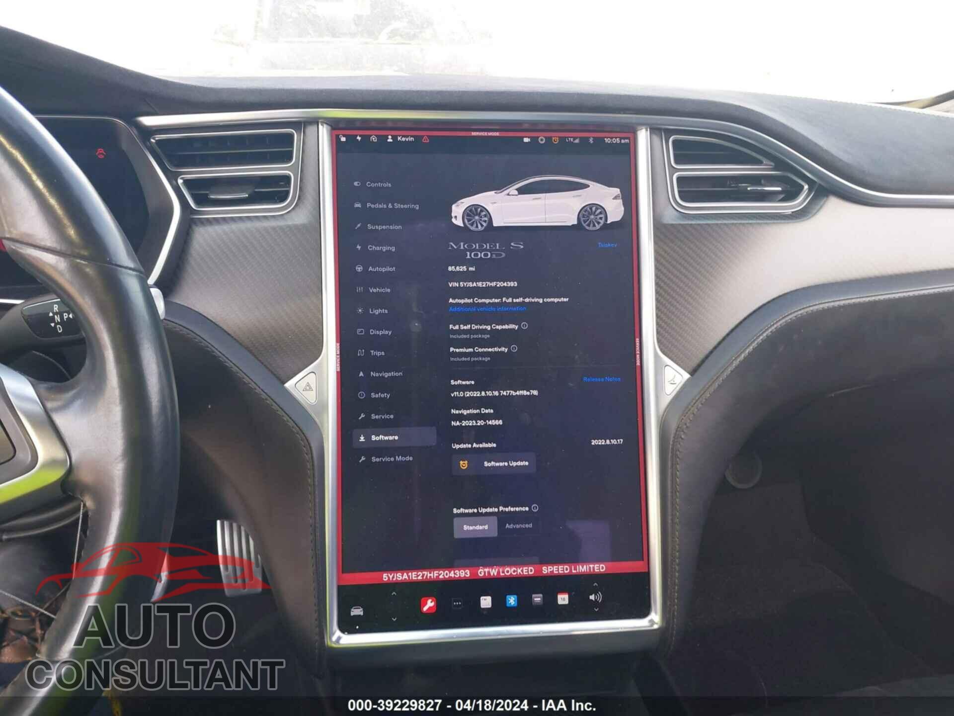 TESLA MODEL S 2017 - 5YJSA1E27HF204393