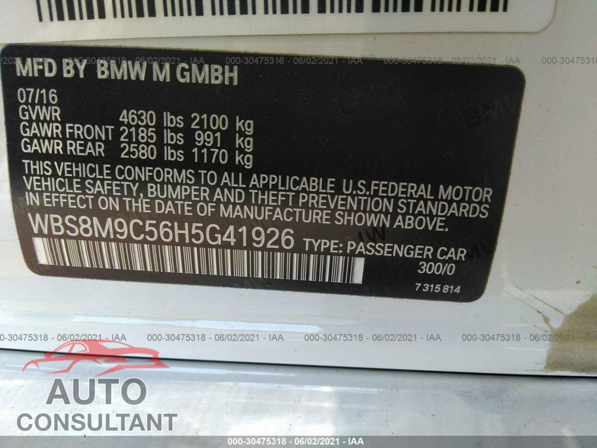 BMW M3 2017 - WBS8M9C56H5G41926