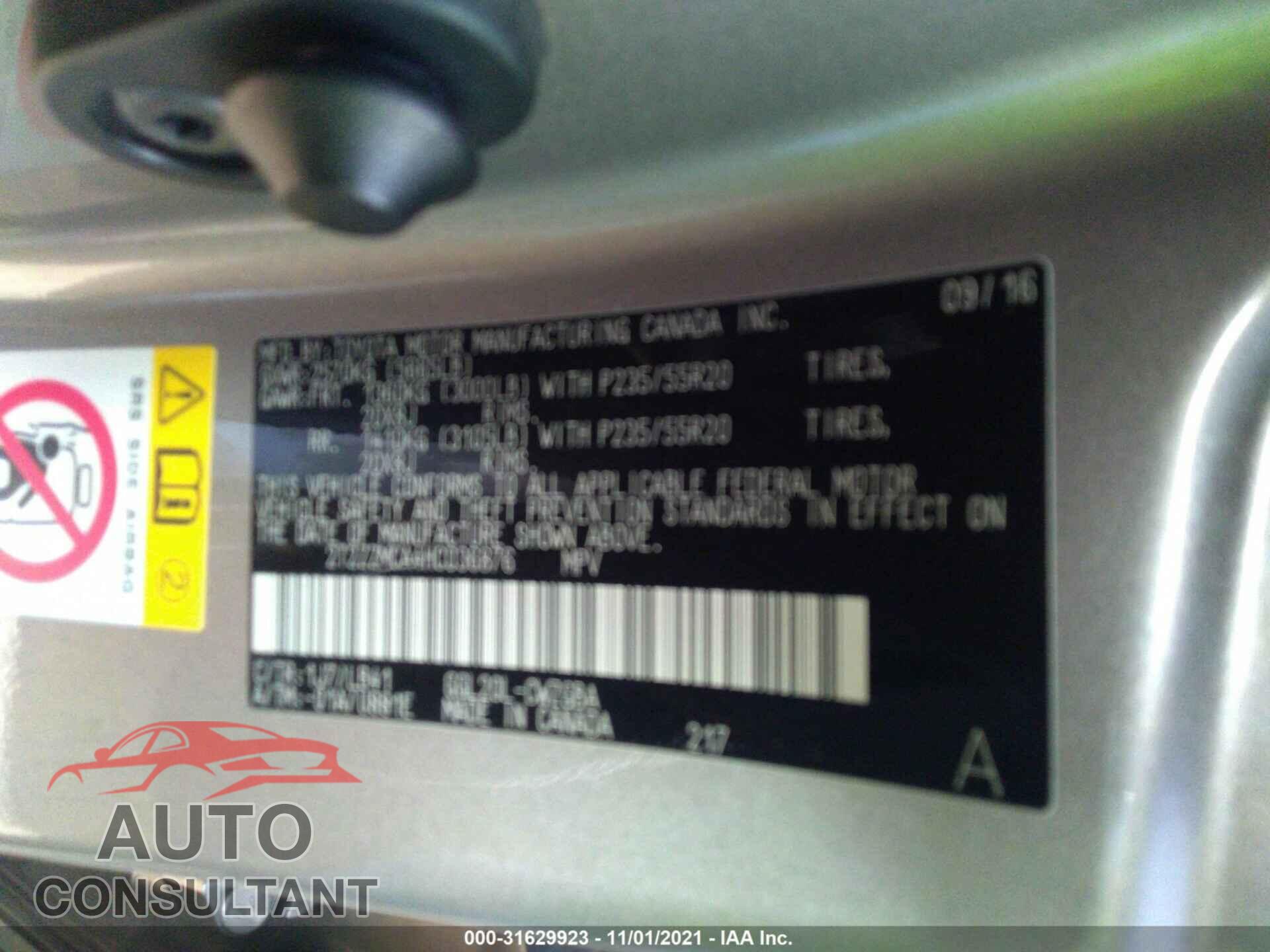 LEXUS RX 2017 - 2T2ZZMCA4HC036876