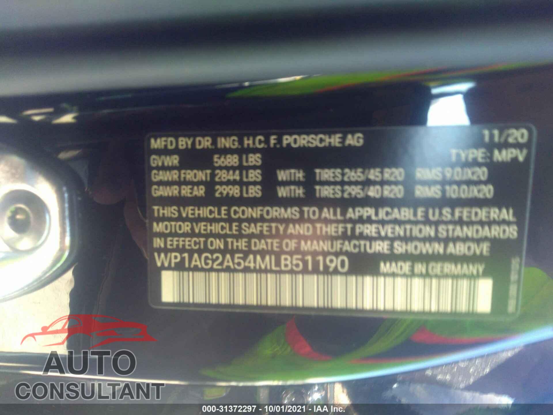 PORSCHE MACAN 2021 - WP1AG2A54MLB51190