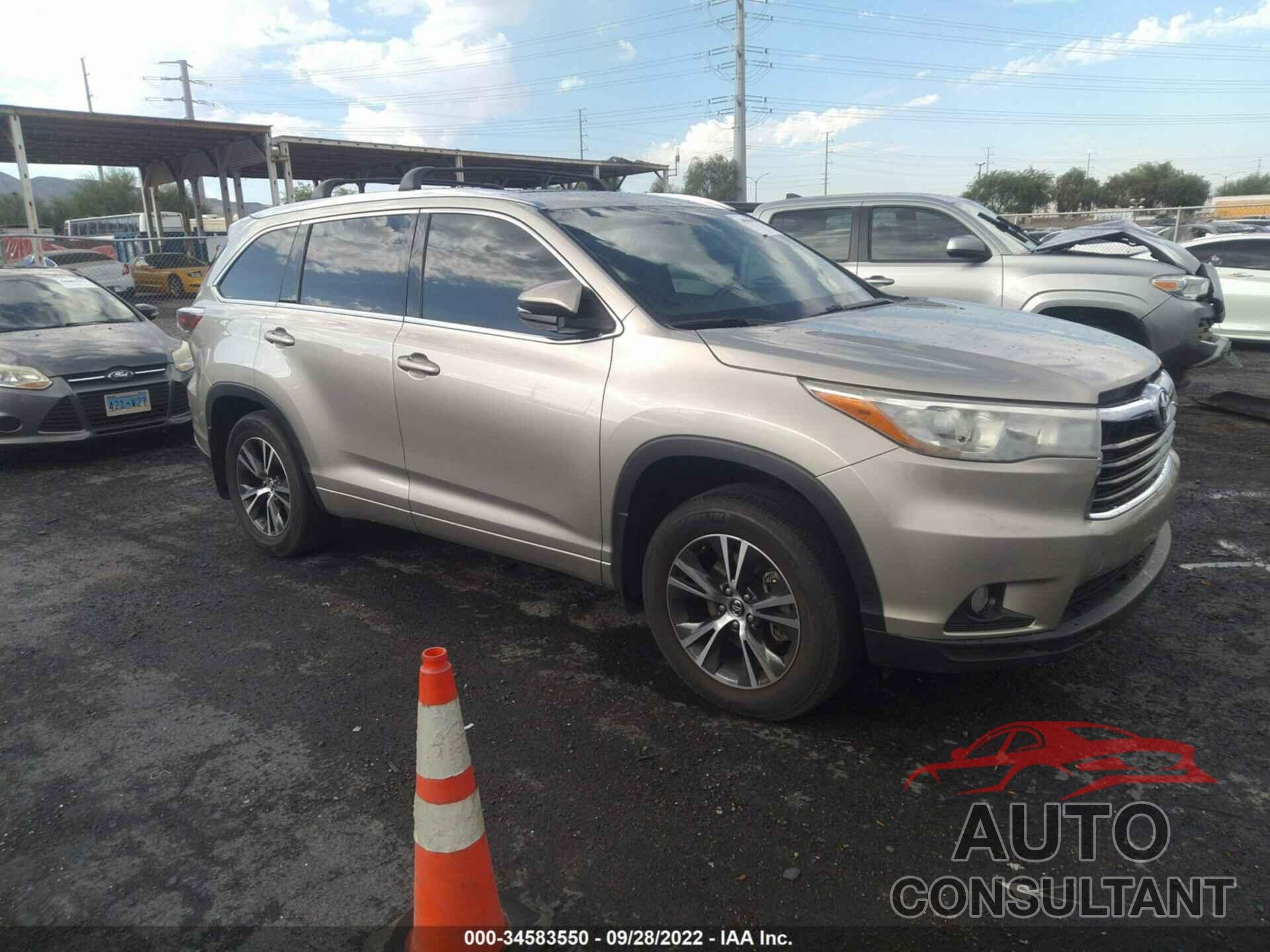TOYOTA HIGHLANDER 2016 - 5TDJKRFH8GS500205