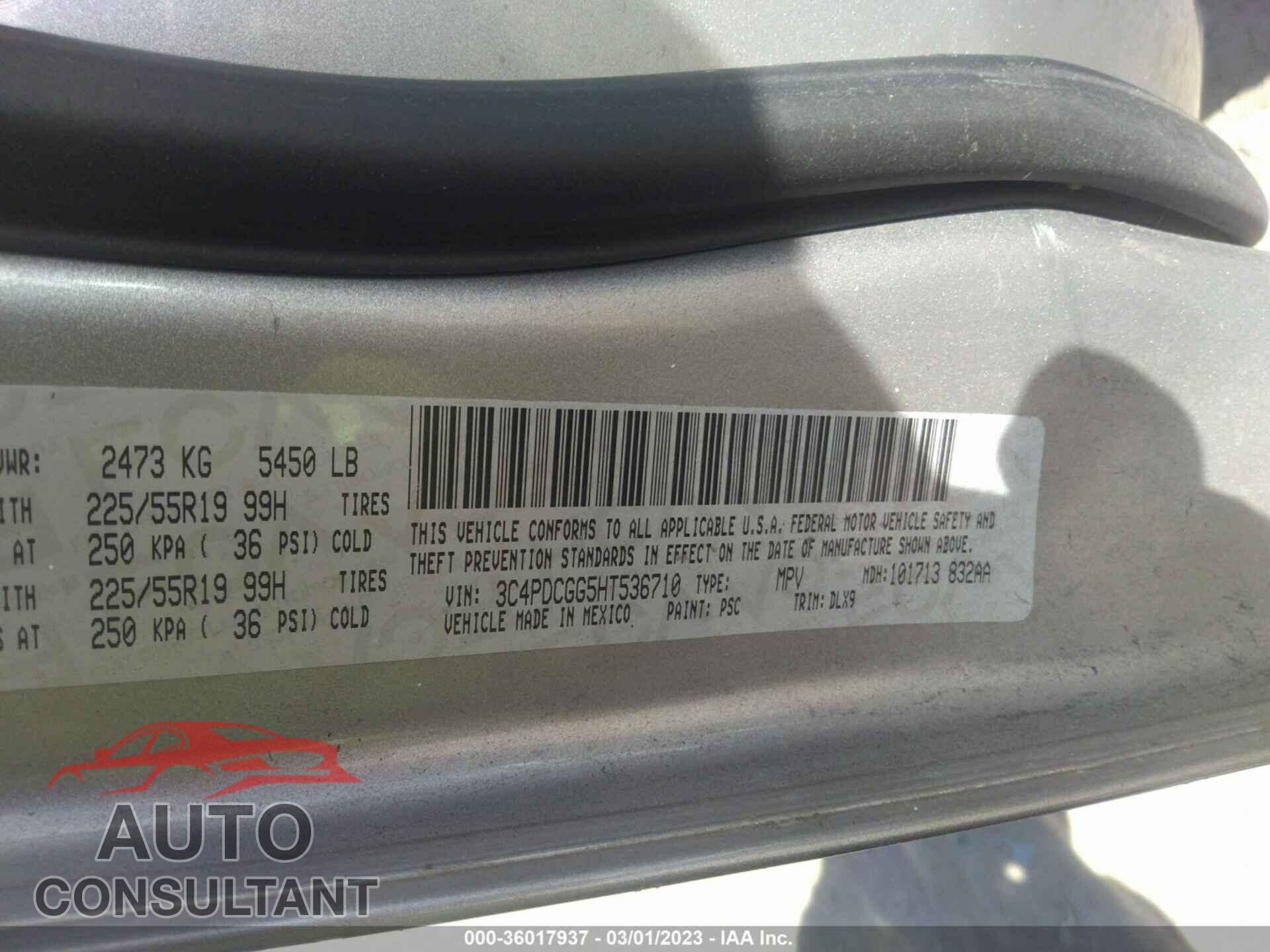 DODGE JOURNEY 2017 - 3C4PDCGG5HT536710