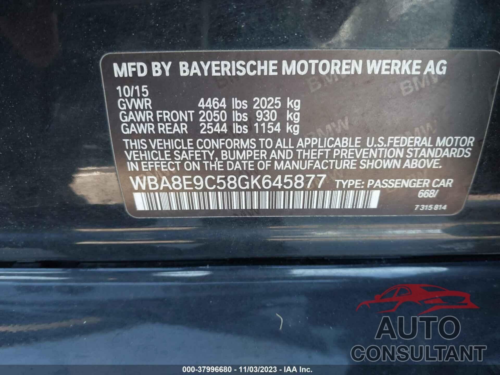 BMW 328I 2016 - WBA8E9C58GK645877