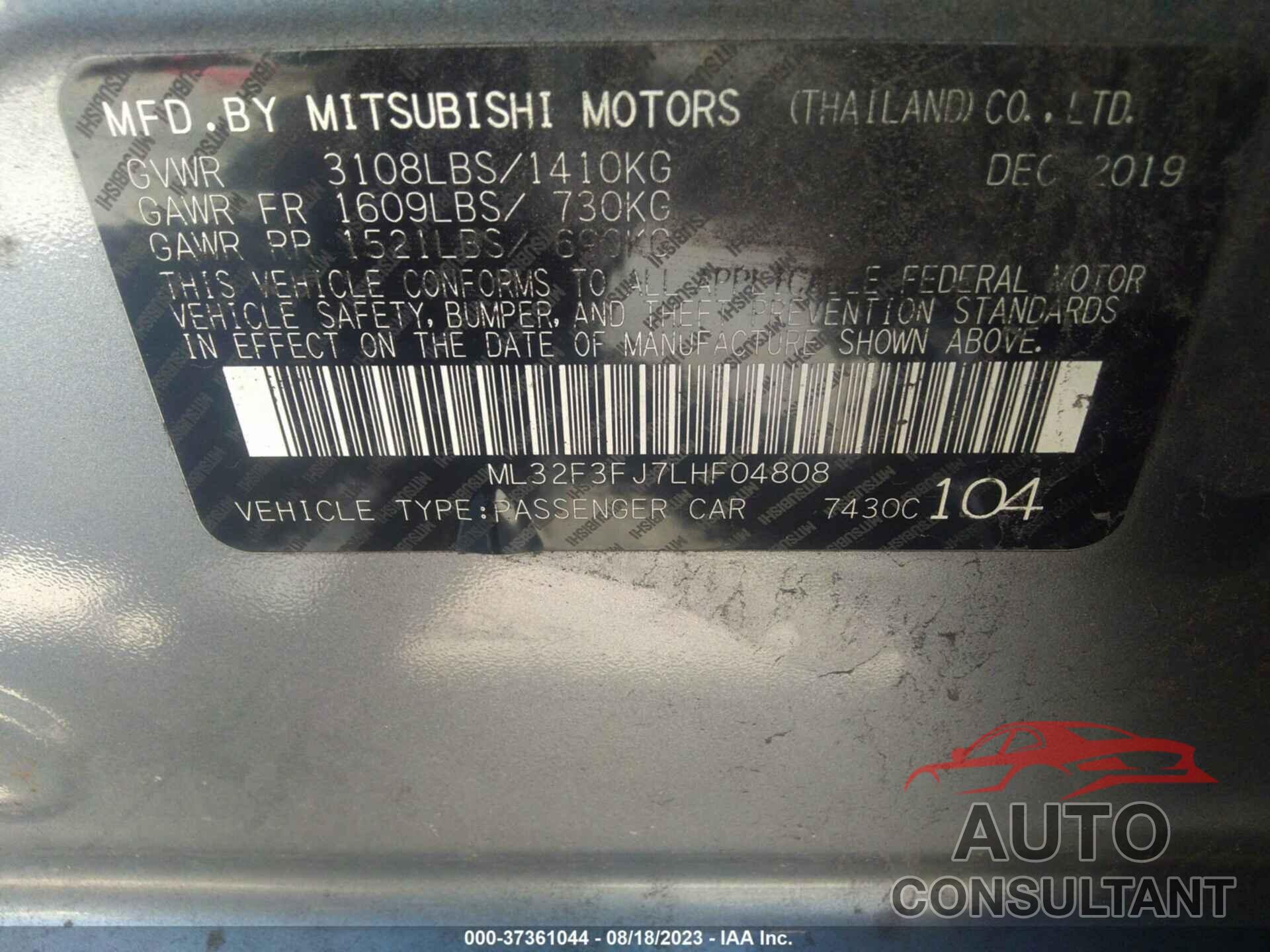 MITSUBISHI MIRAGE G4 2020 - ML32F3FJ7LHF04808