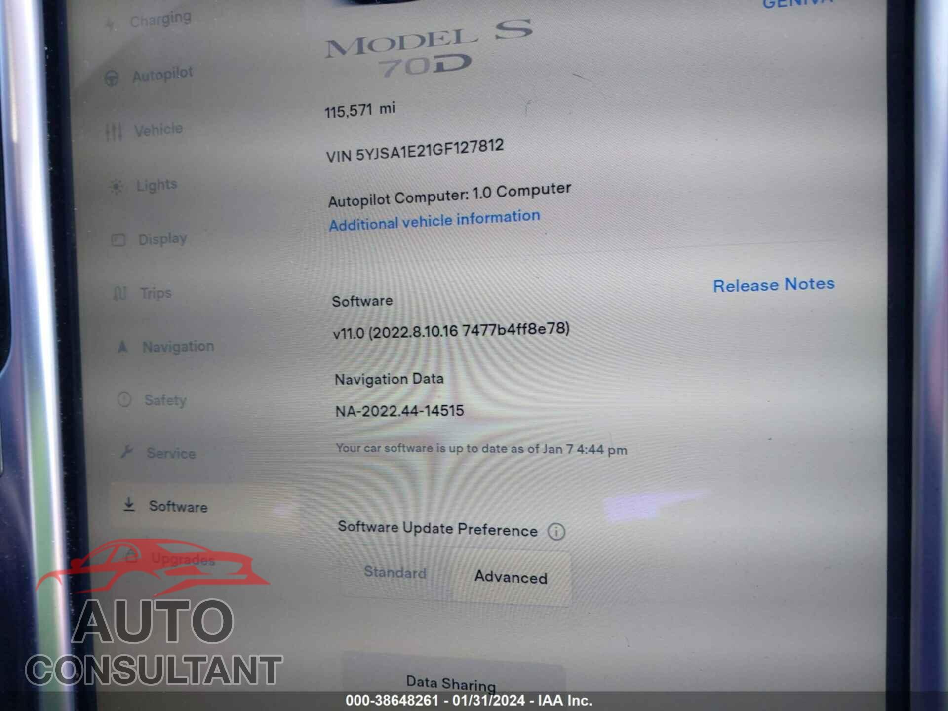 TESLA MODEL S 2016 - 5YJSA1E21GF127812