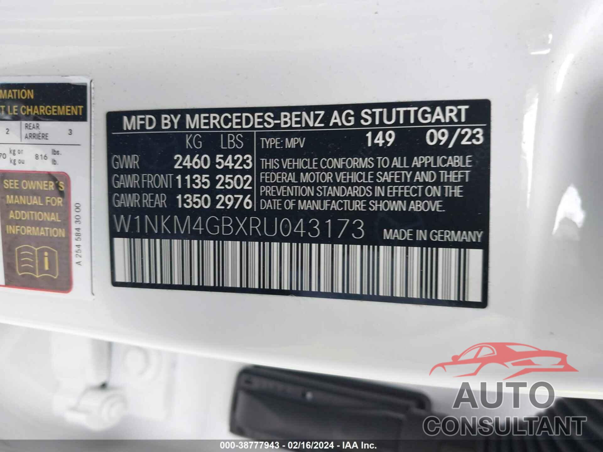 MERCEDES-BENZ GLC 2024 - W1NKM4GBXRU043173