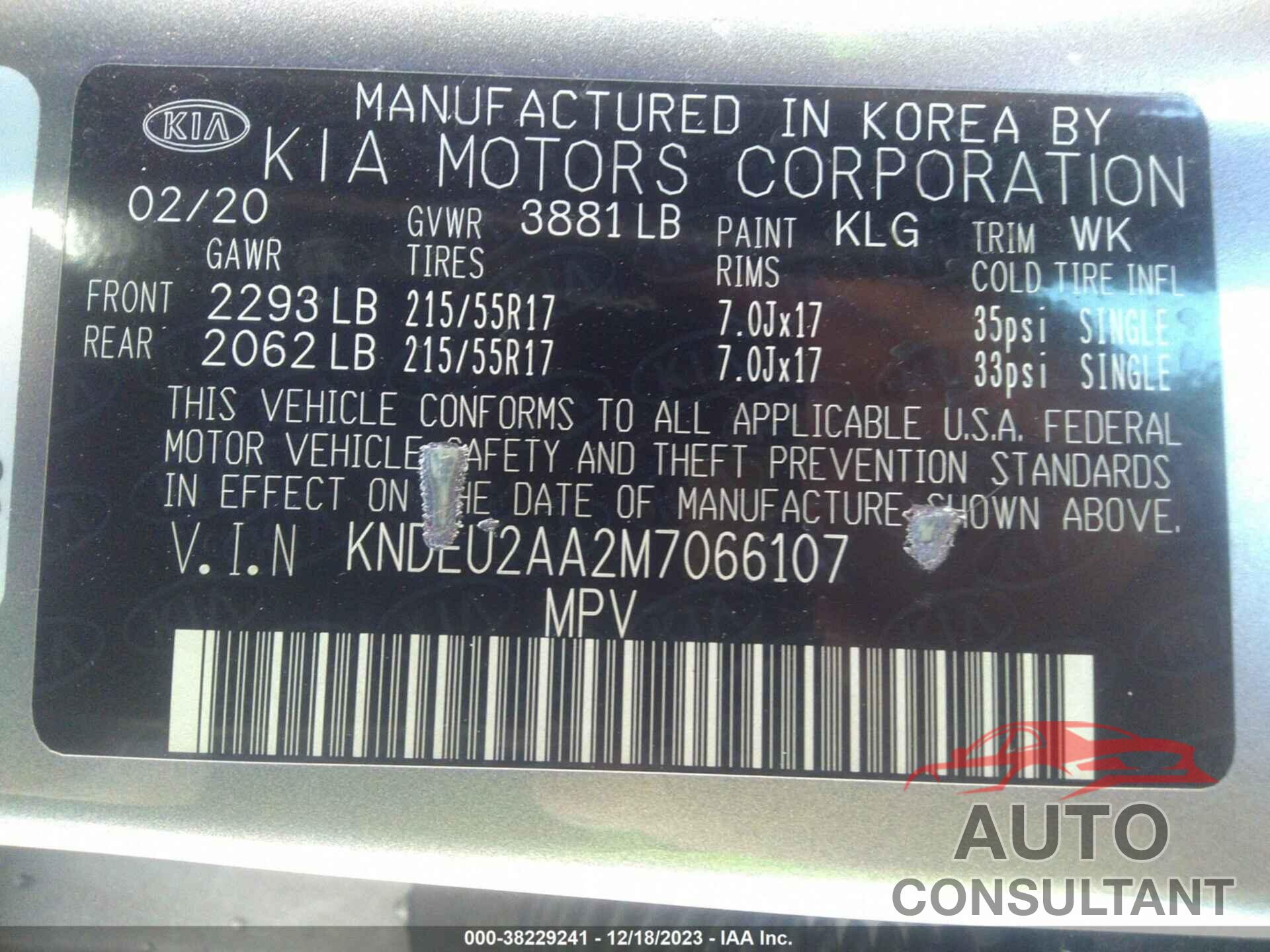 KIA SELTOS 2021 - KNDEU2AA2M7066107