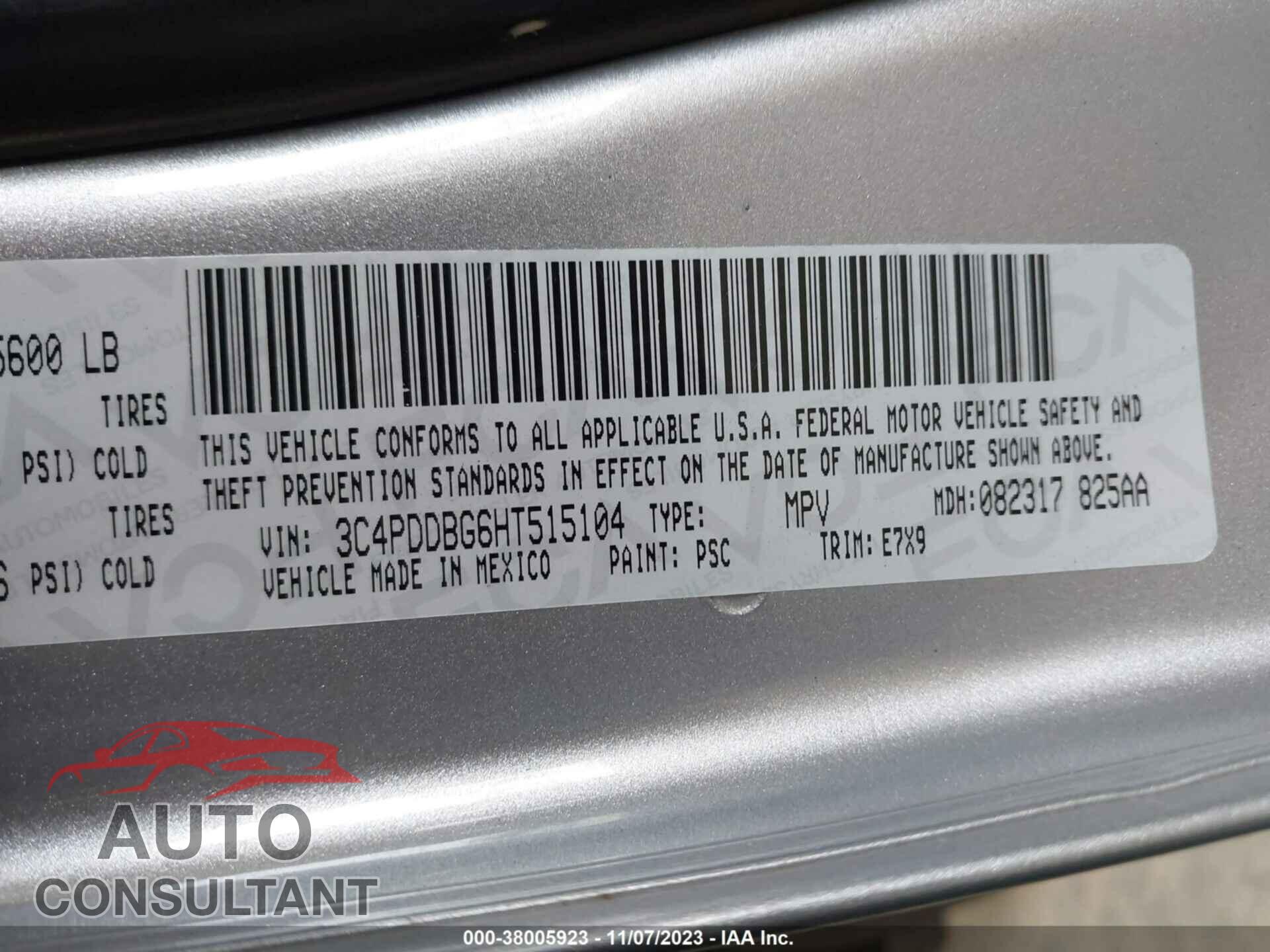 DODGE JOURNEY 2017 - 3C4PDDBG6HT515104