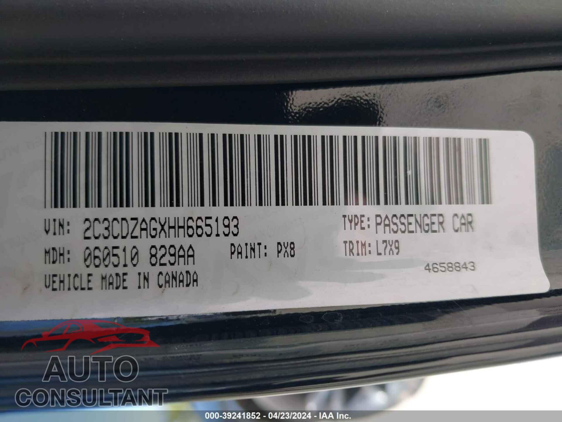 DODGE CHALLENGER 2017 - 2C3CDZAGXHH665193