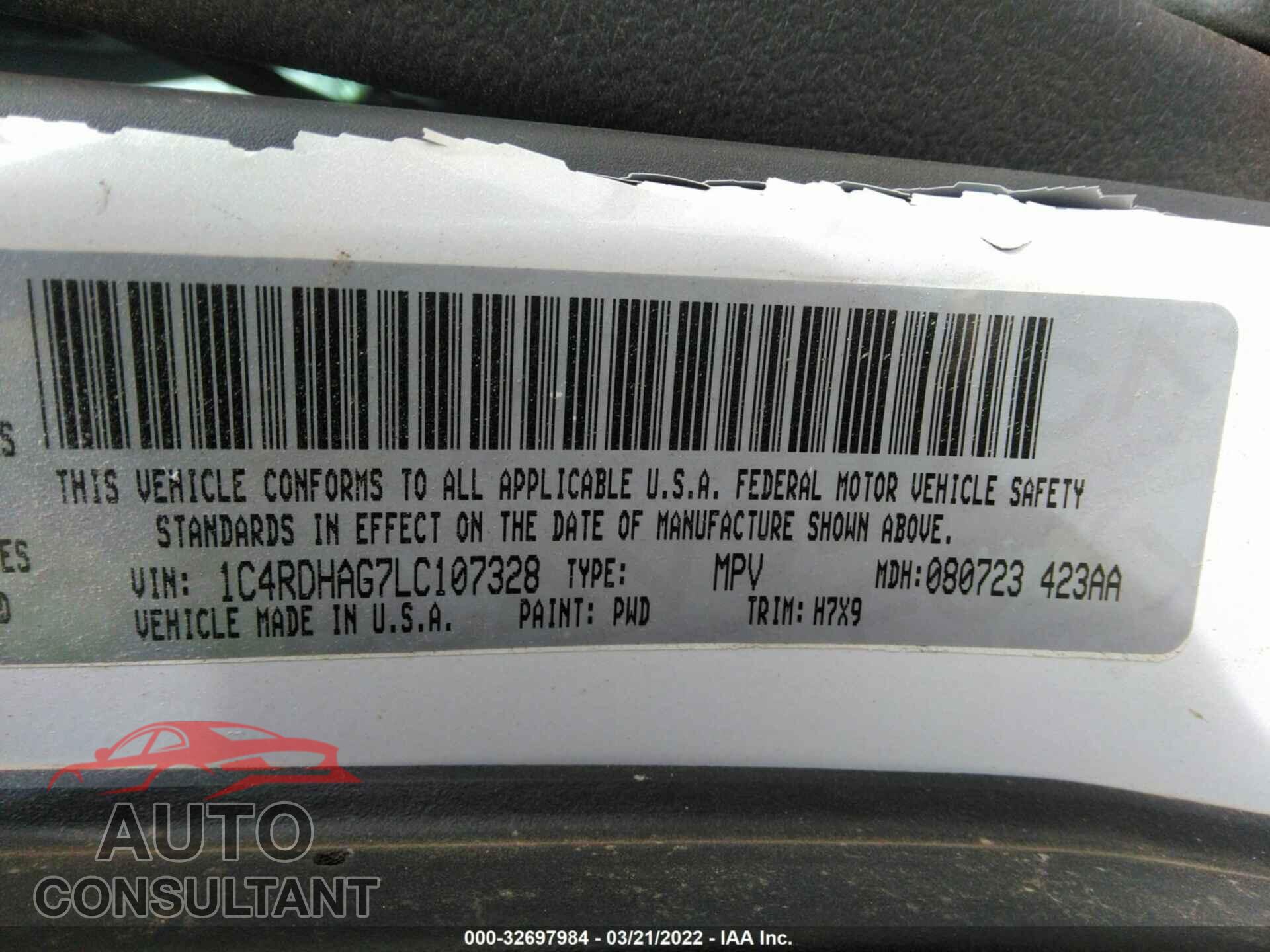 DODGE DURANGO 2020 - 1C4RDHAG7LC107328