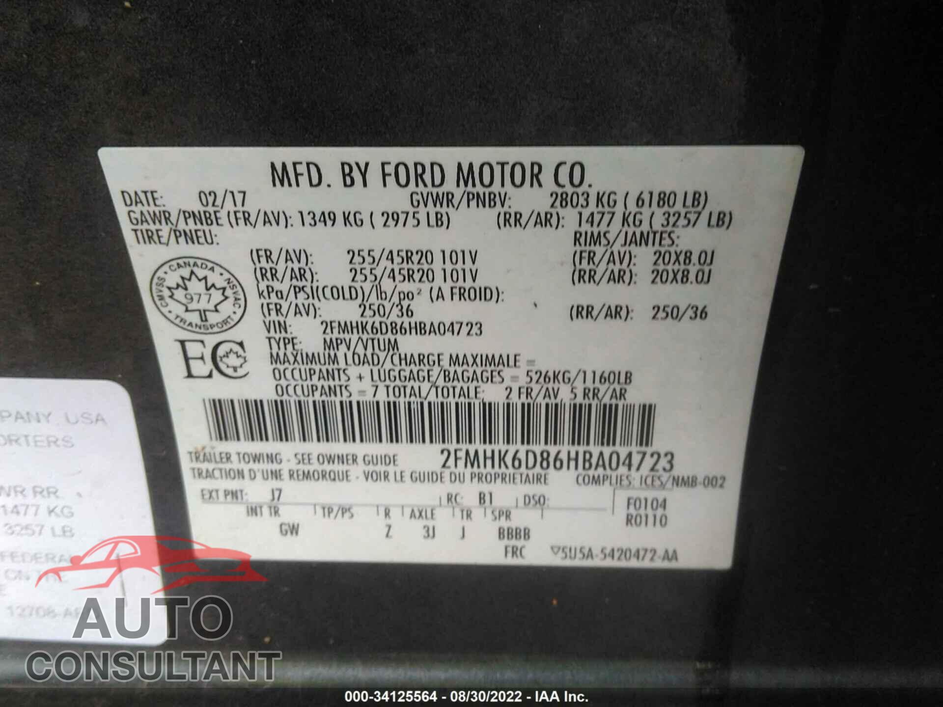 FORD FLEX 2017 - 2FMHK6D86HBA04723