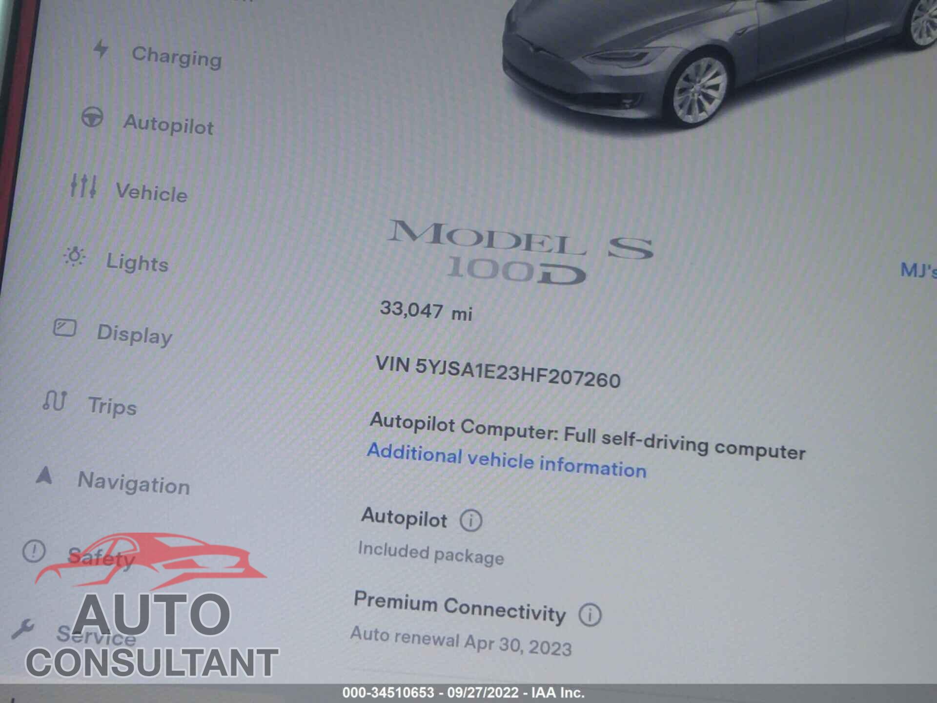 TESLA MODEL S 2017 - 5YJSA1E23HF207260